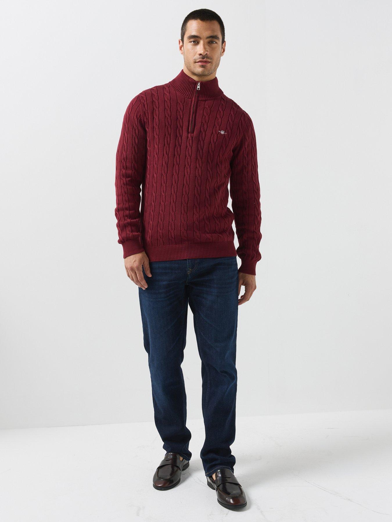 Image 3 of 5 of GANT Gant Cotton Cable Half Zip Knitted Jumper - Purple
