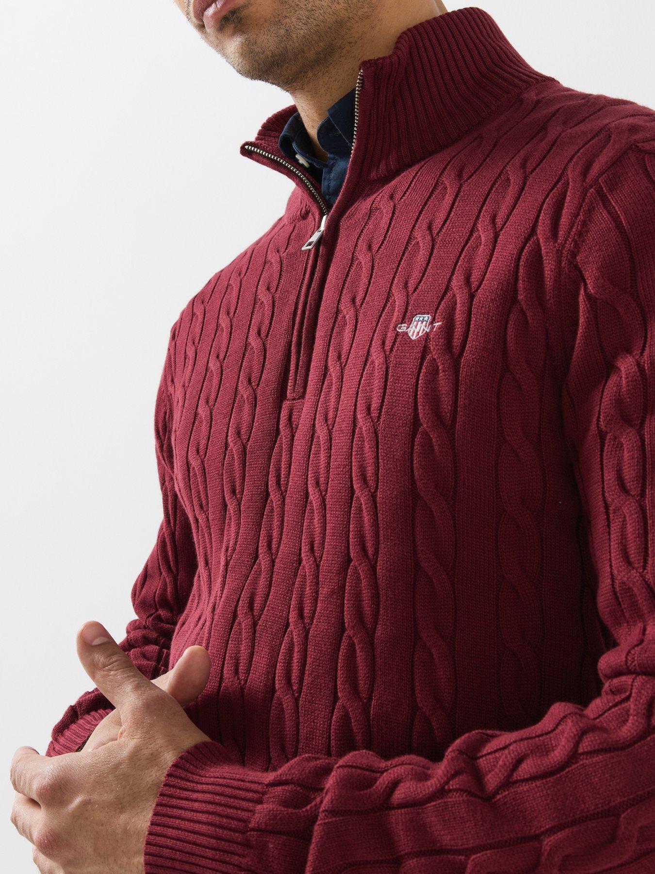 Image 4 of 5 of GANT Gant Cotton Cable Half Zip Knitted Jumper - Purple