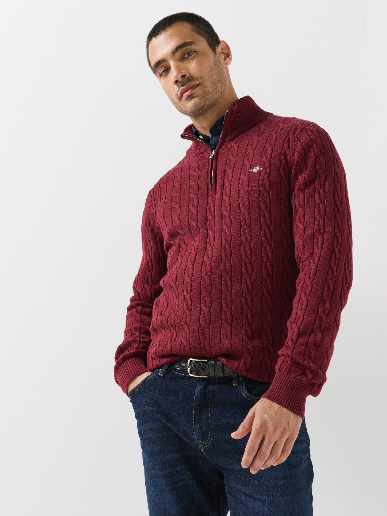 Image 5 of 5 of GANT Gant Cotton Cable Half Zip Knitted Jumper - Purple