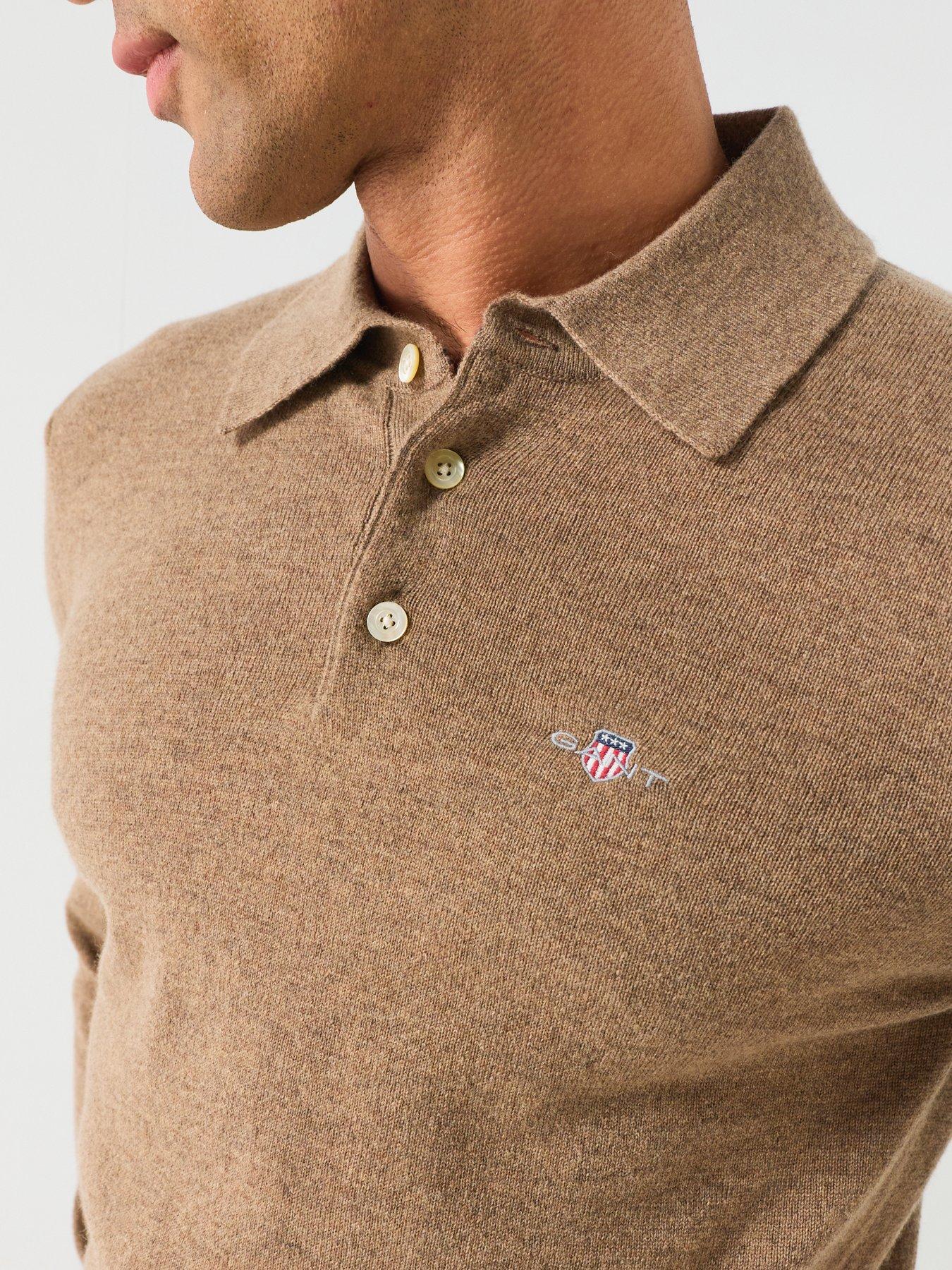 Image 4 of 5 of GANT Superfine Lambswool Knitted Polo - Brown