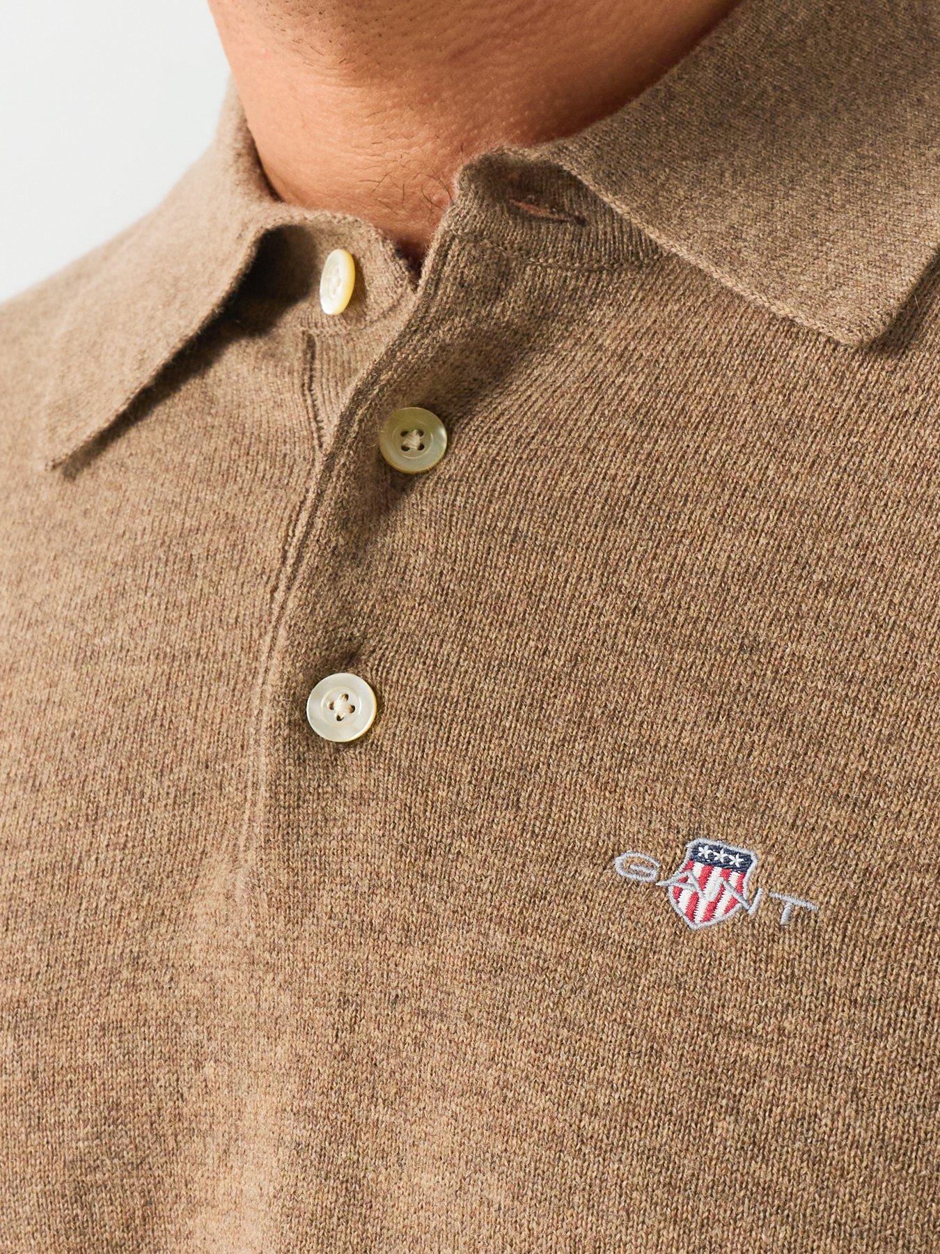 Image 5 of 5 of GANT Superfine Lambswool Knitted Polo - Brown