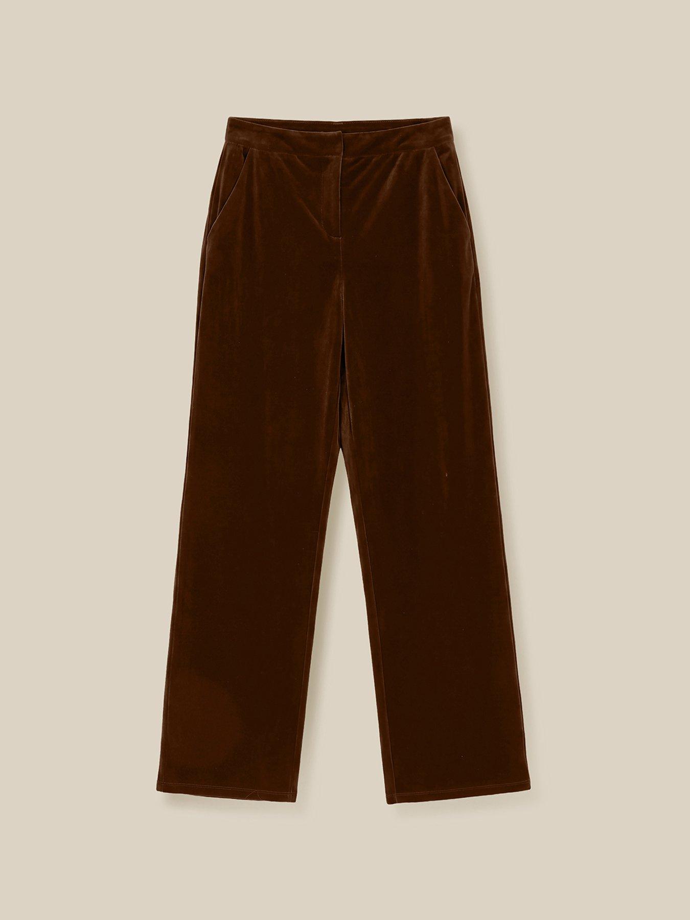 Image 5 of 5 of Monsoon Womens Mila Straight Leg Velvet Trousers - Green