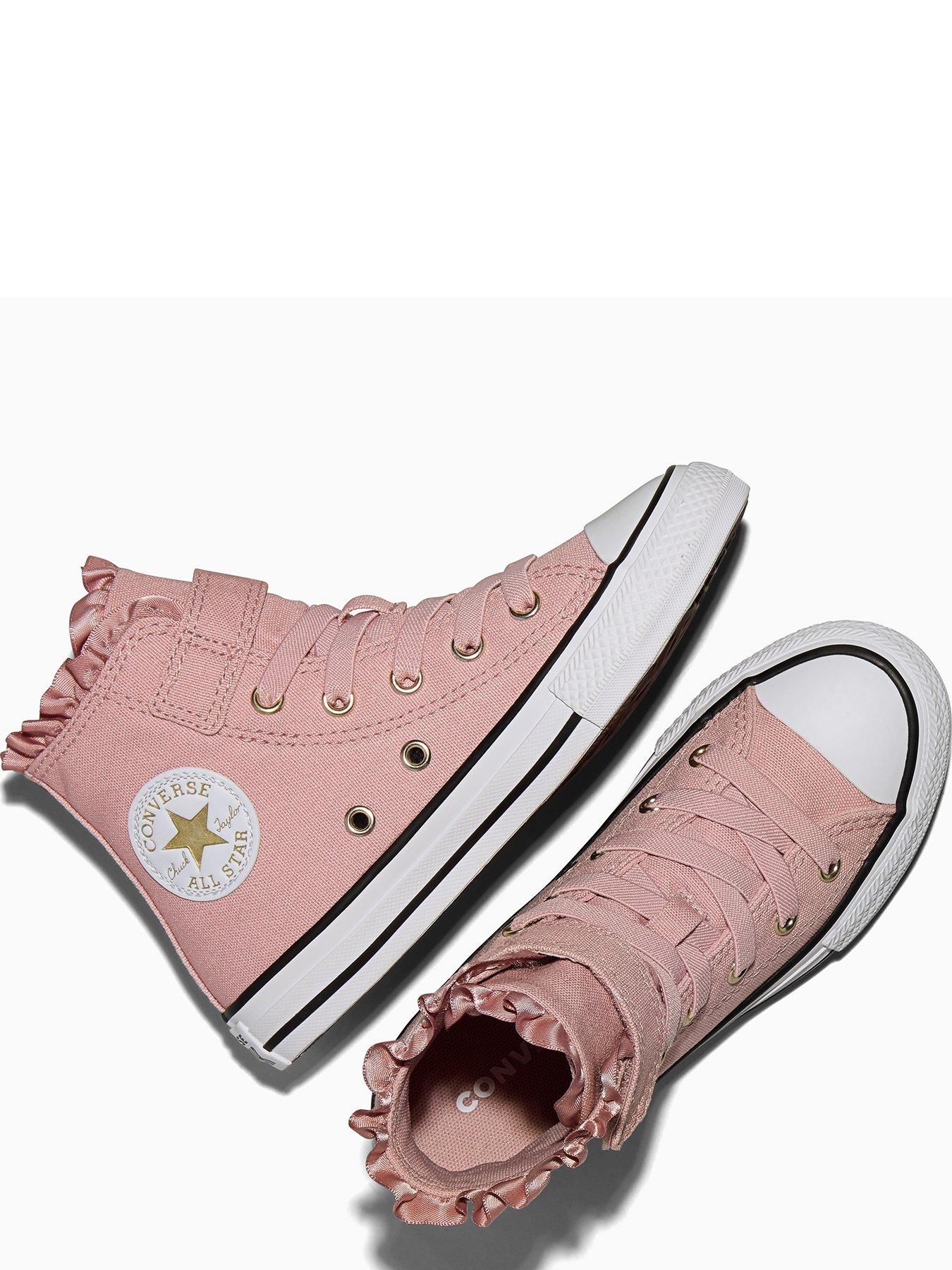 Image 4 of 5 of Converse Girls Chuck Taylor All Star Hi Frill Strap Trainers - Pink