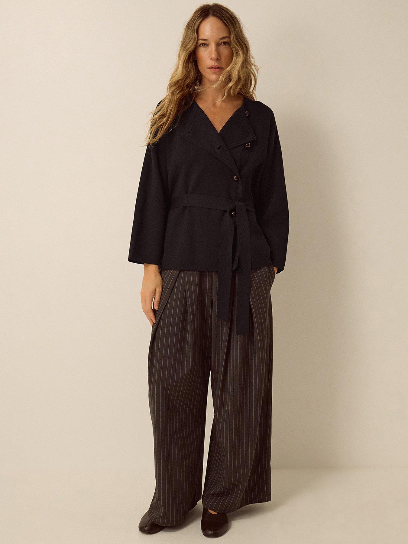 Image 3 of 4 of Monsoon Womens Bess Belted Asymmetric Button Jacket - Black