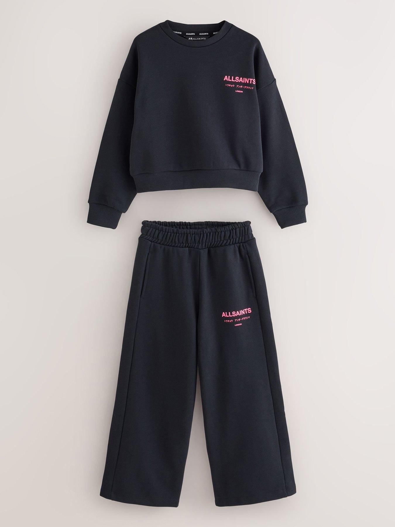 Image 1 of 6 of smALLSAINTS Sweatshirt &amp; Wide Leg Jogger Set - Black