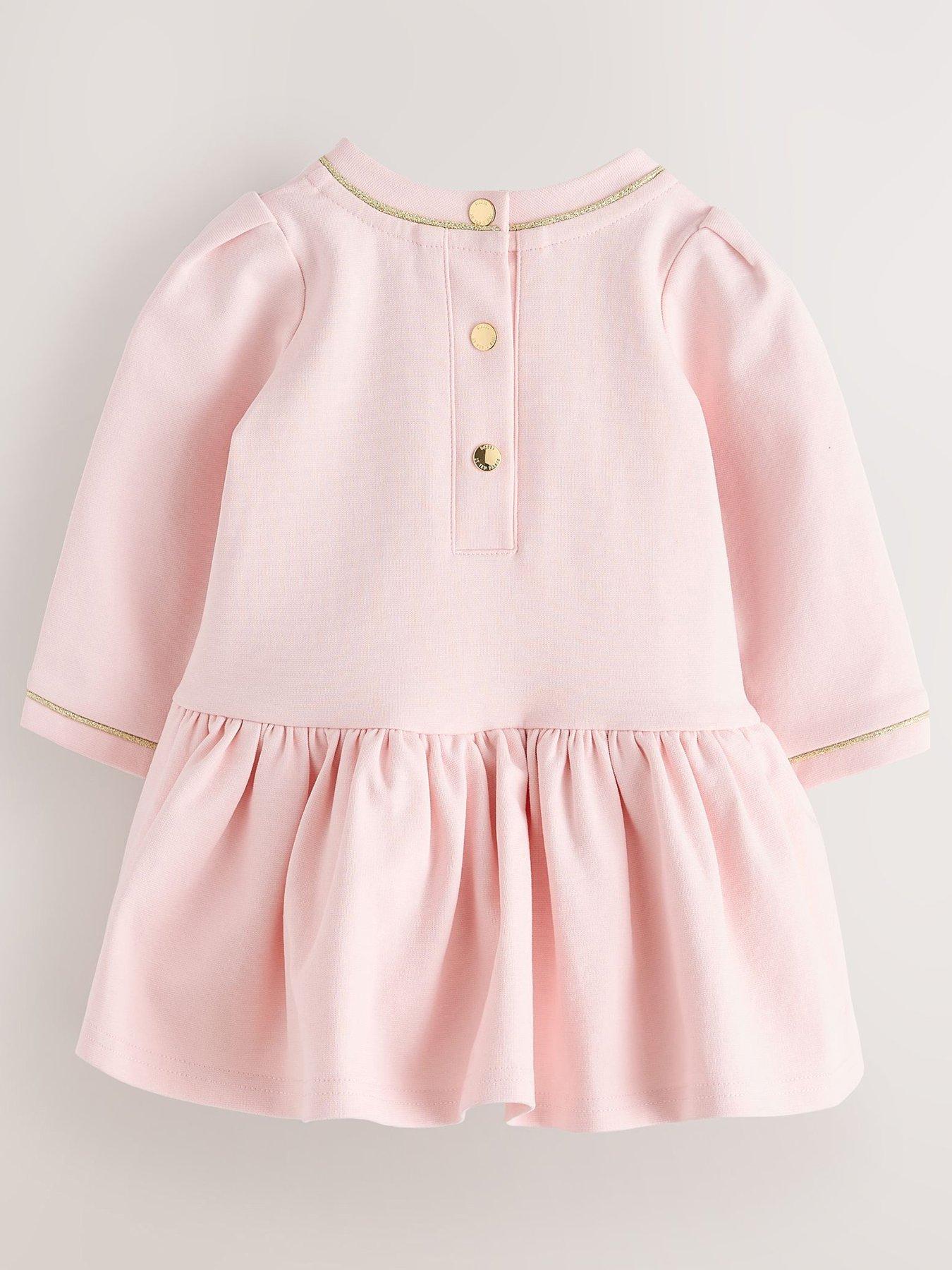 Image 2 of 5 of Ted Baker Baby Girls Long Sleeve 3d Flower Placement Ponte Dress - Pink