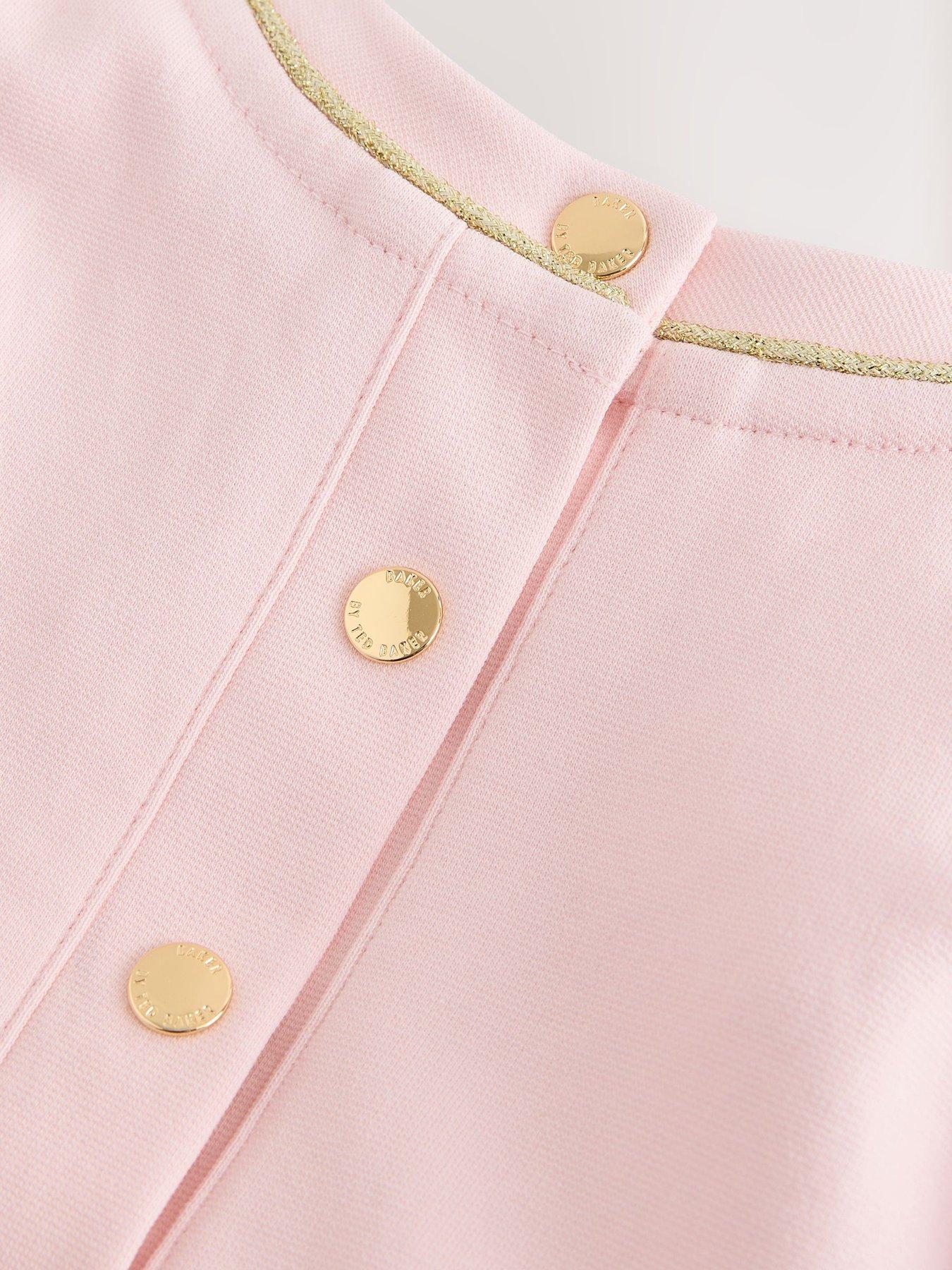 Image 4 of 5 of Ted Baker Baby Girls Long Sleeve 3d Flower Placement Ponte Dress - Pink