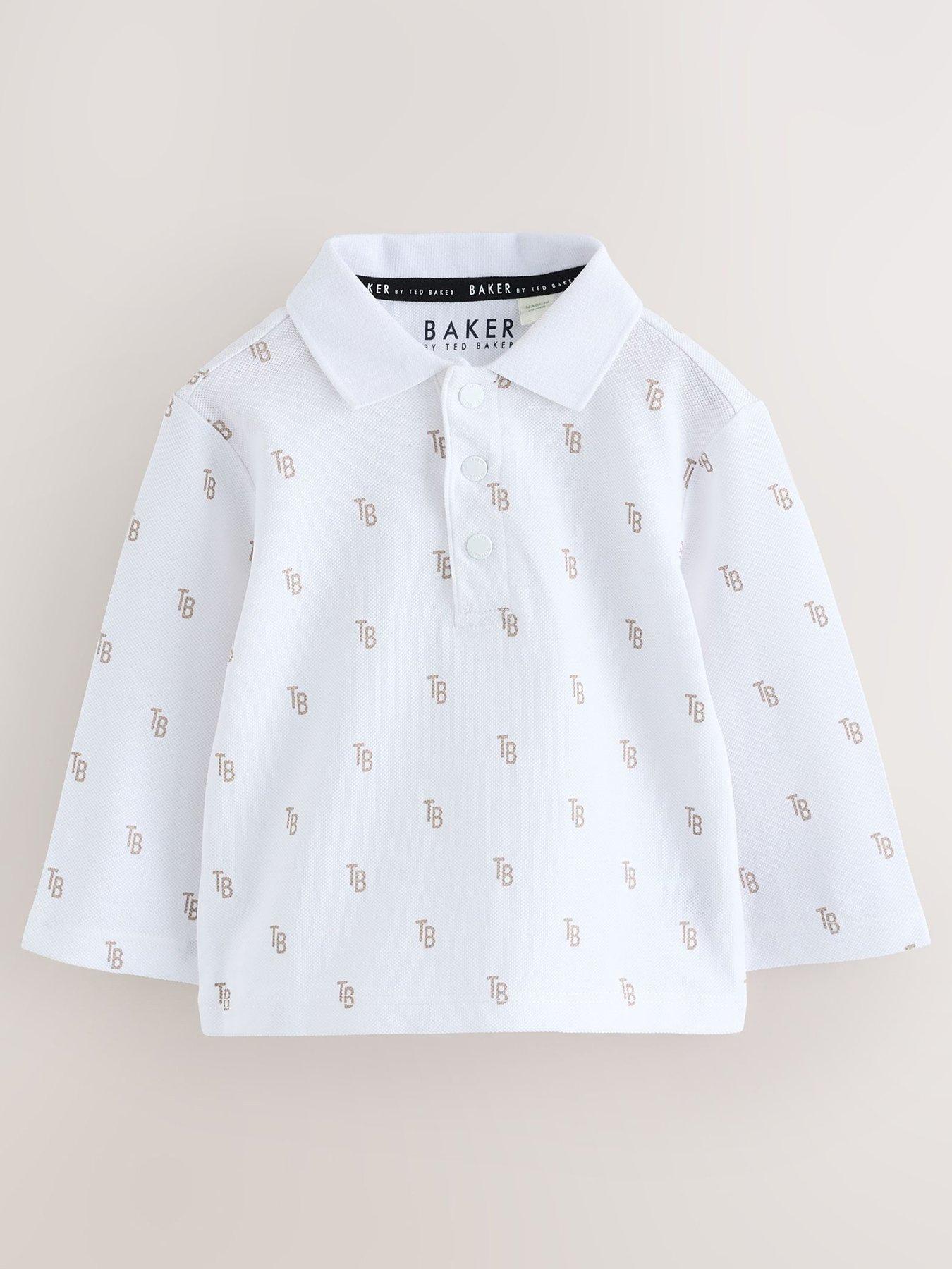 Image 3 of 5 of Ted Baker Baby Boys Textured Dungaree And All Over Print Polo Shirt Set - Stone