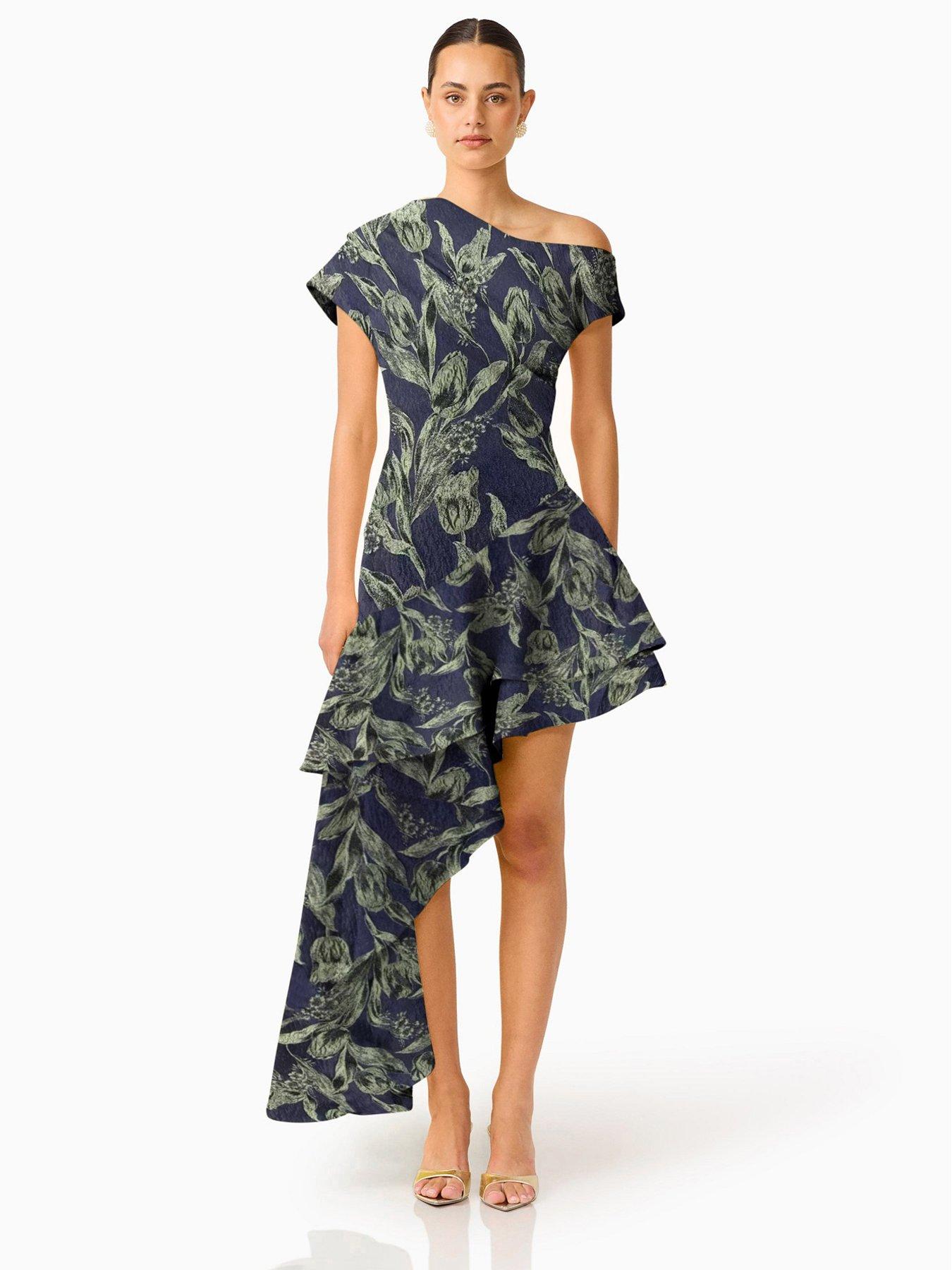 Image 1 of 4 of Elliatt Luella One Shoulder With Ruffle Detailing Gown - Blue