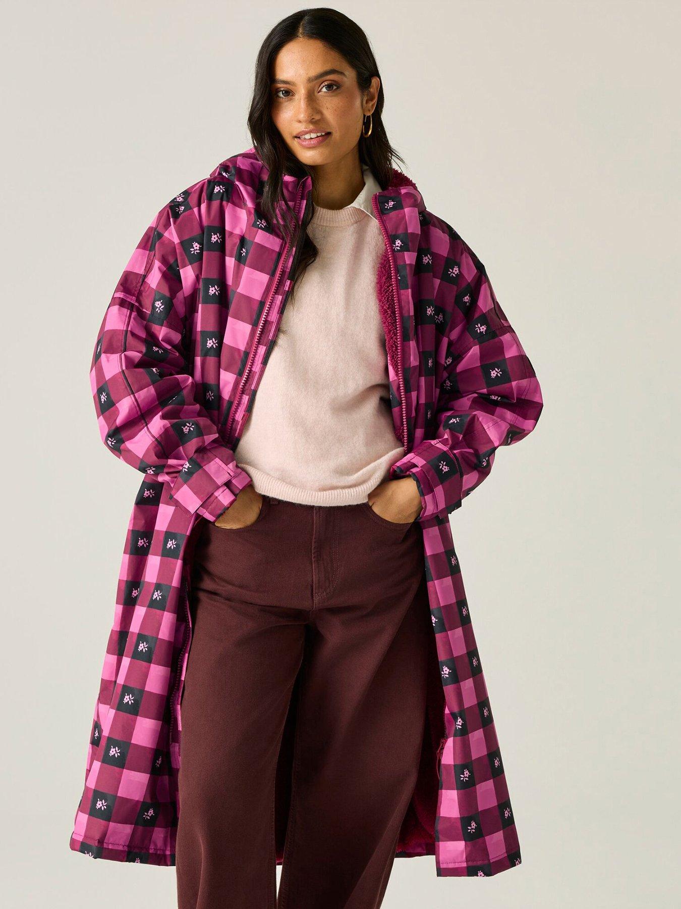 Image 1 of 7 of Regatta Womens Cath Kidston Waterproof Borg Lined Hooded Changing Robe - Burgundy