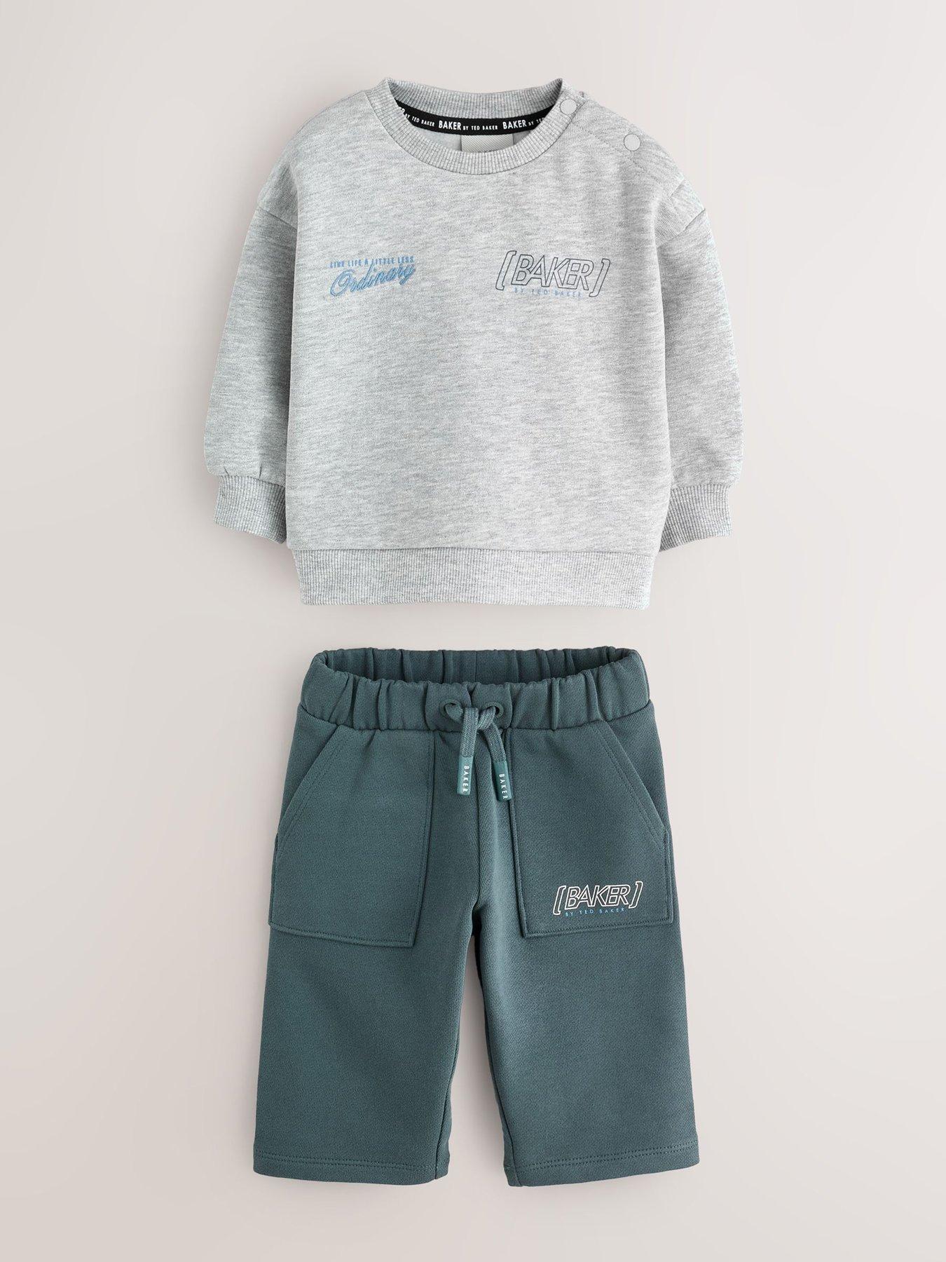 Ted Baker Baby Boys Graphic Sweatshirt And Wide Leg Jogger Set - Grey