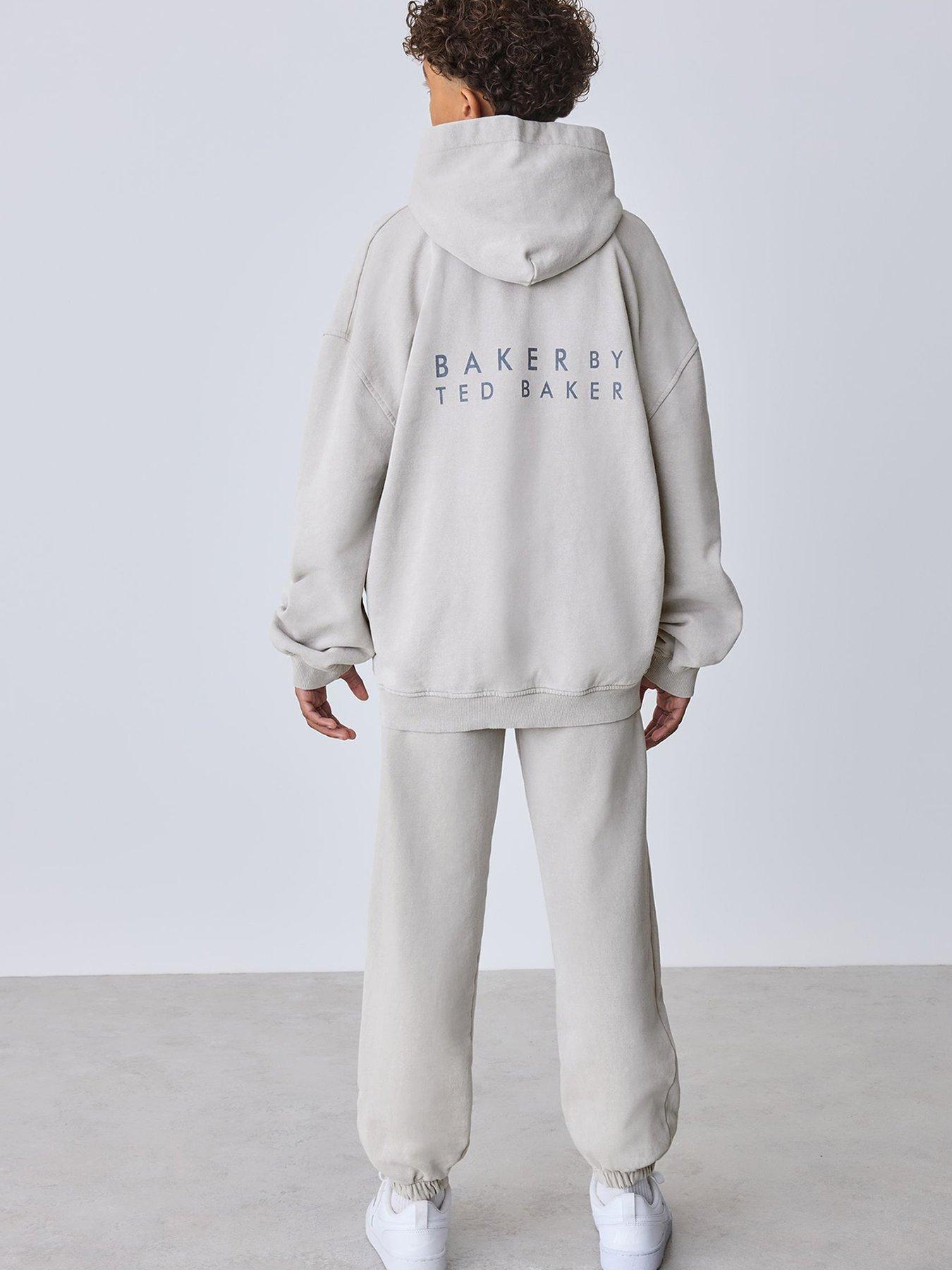 Image 2 of 7 of Ted Baker Boys Oversized Washed Hoodie And Joggers Set - Beige