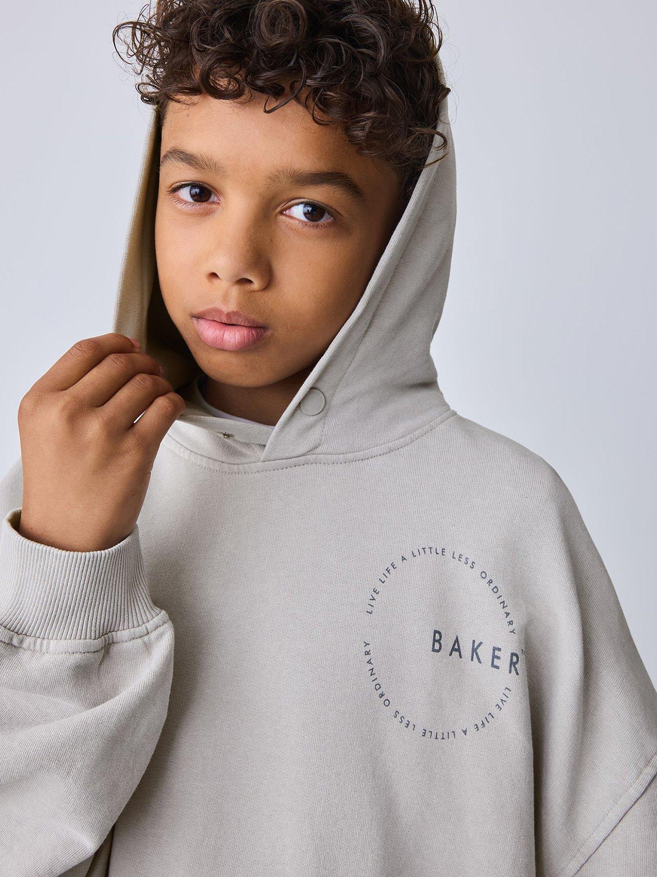 Image 3 of 7 of Ted Baker Boys Oversized Washed Hoodie And Joggers Set - Beige