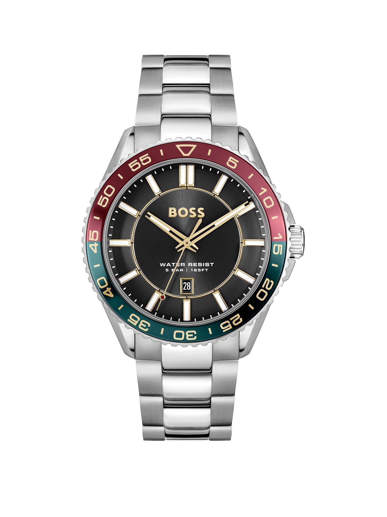 Hugo Boss 1514210 Men's watch RUNNER 3H Collection black dial green red bezel - Image 3