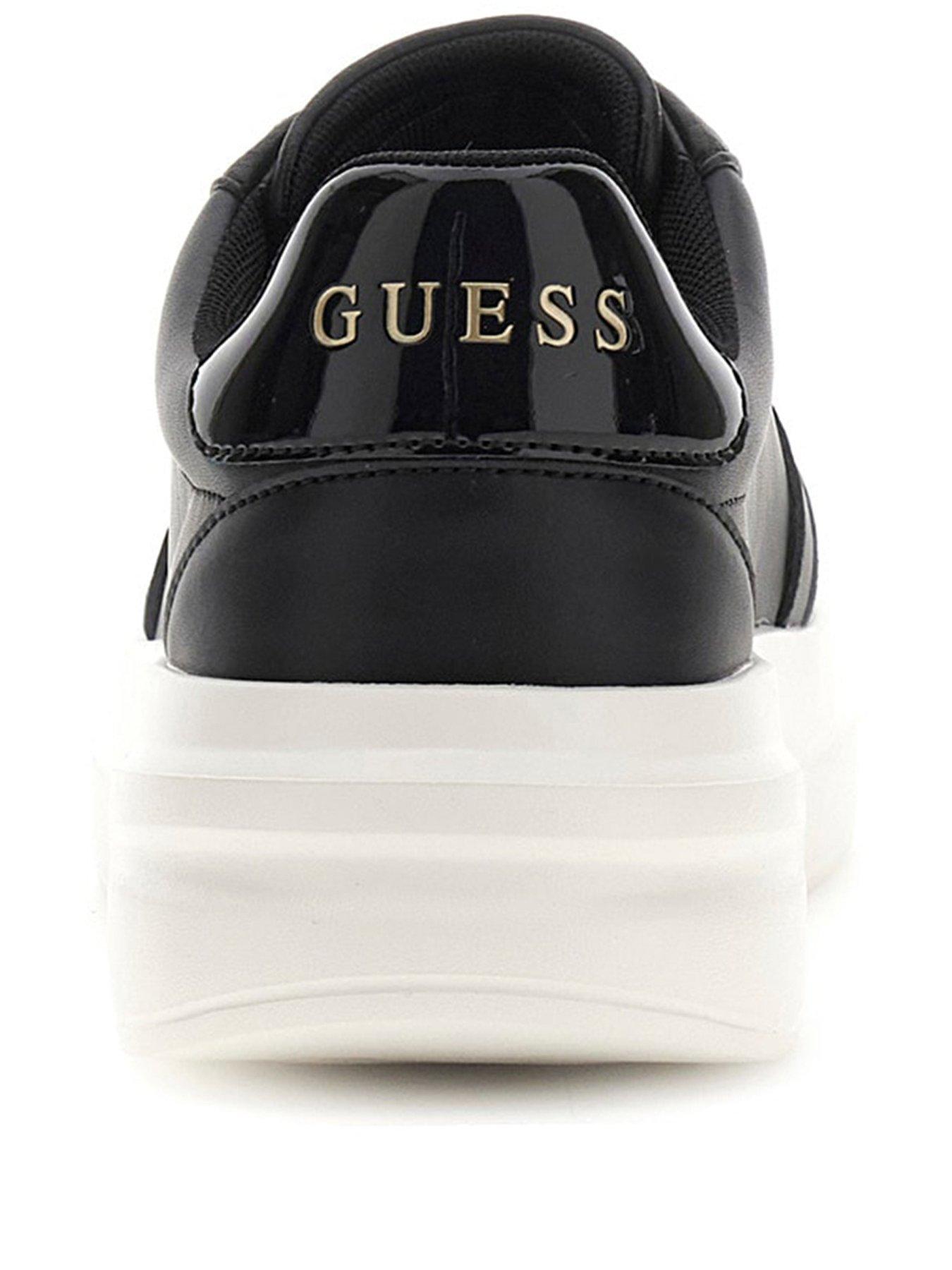 Image 3 of 6 of Guess Womens Erizo Platform Gold Tone Detail Trainers - Black