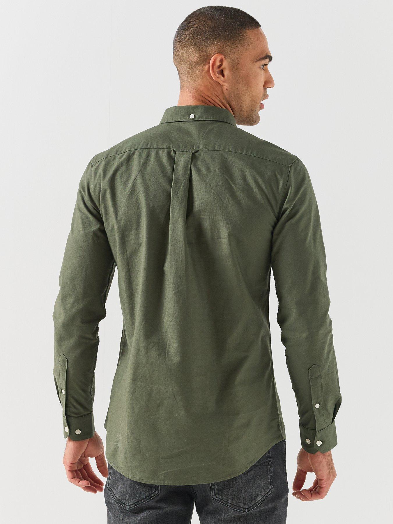 Image 2 of 5 of Farah Mens Brewer Slim Fit Oxford Long Sleeve Shirt - Green