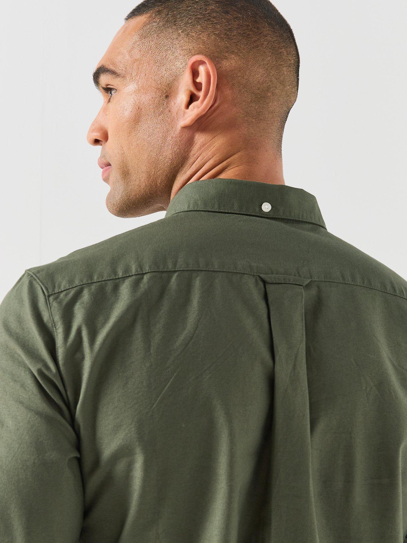 Image 5 of 5 of Farah Mens Brewer Slim Fit Oxford Long Sleeve Shirt - Green