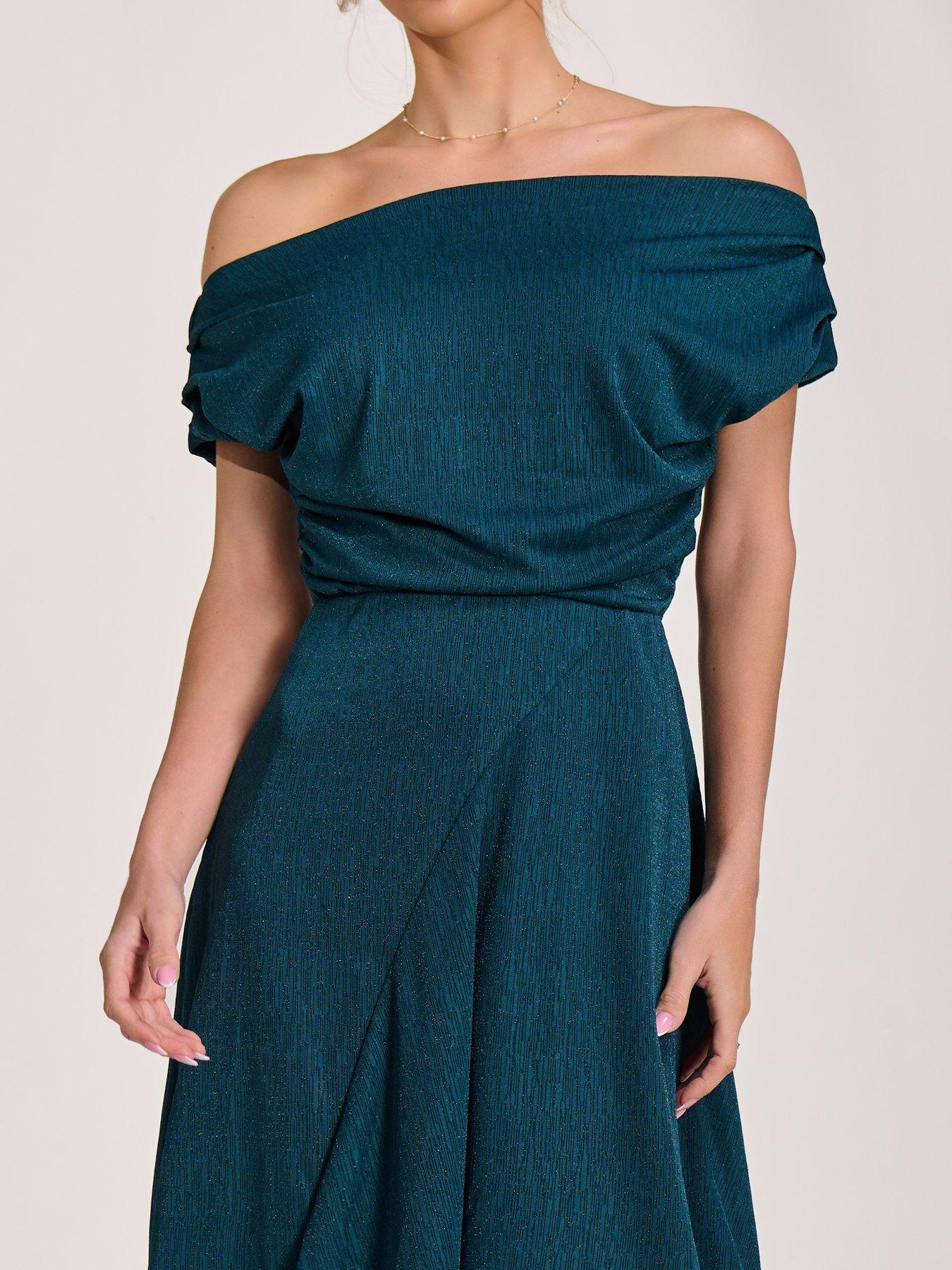 Image 4 of 7 of Jolie Moi Draped Jersey Cowl Neck Midi Dress - Green
