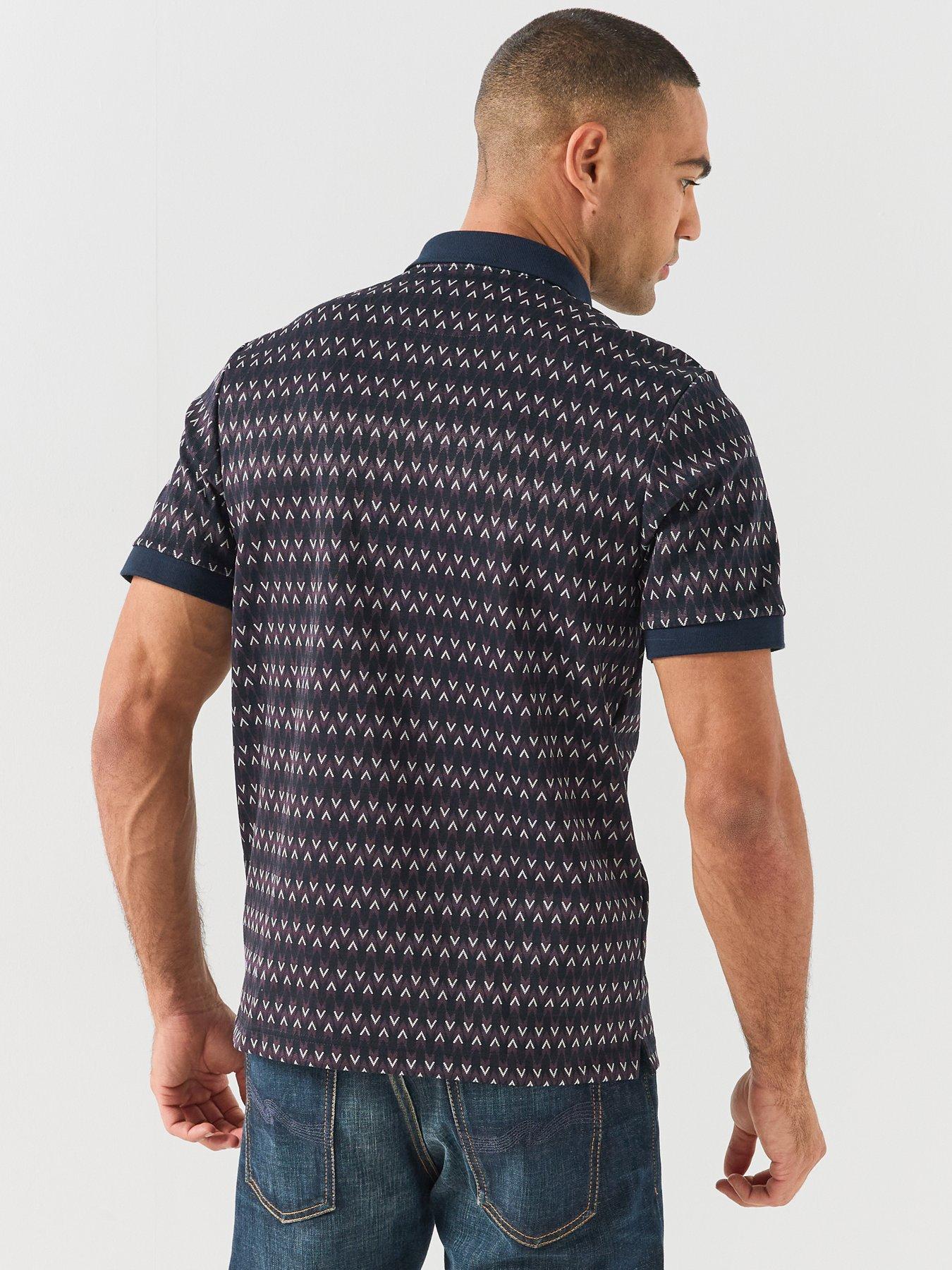 Image 2 of 6 of Farah Galen Textured Printed Polo Shirt - Navy