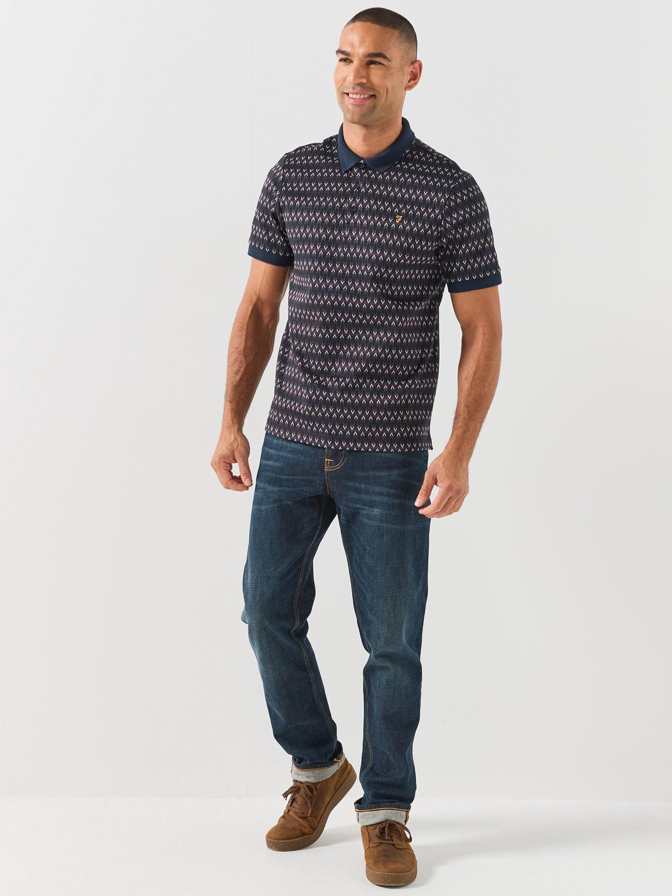 Image 3 of 6 of Farah Galen Textured Printed Polo Shirt - Navy