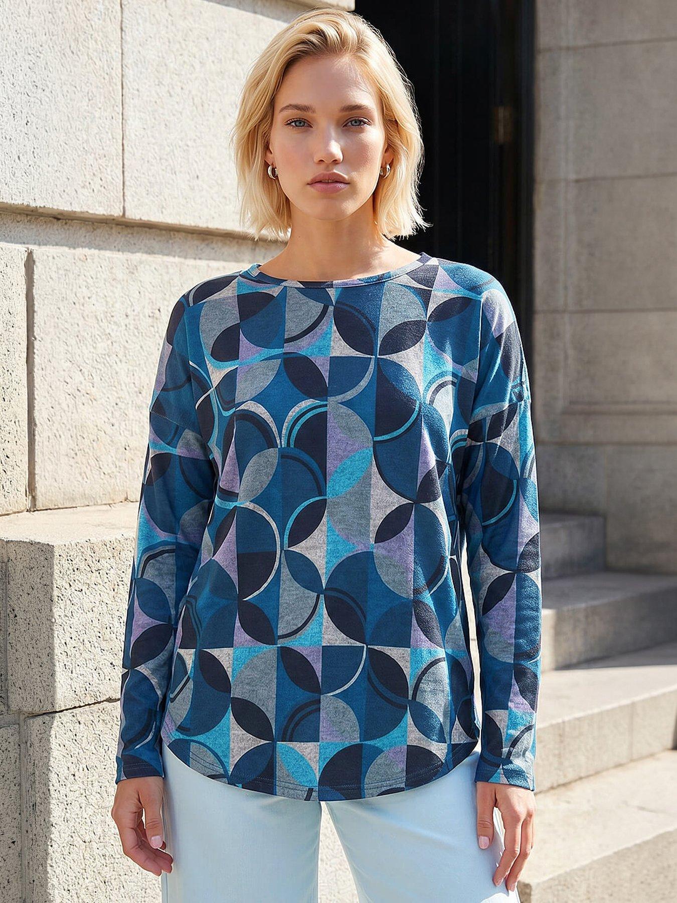 Image 1 of 4 of Roman Geo Print Snit Top