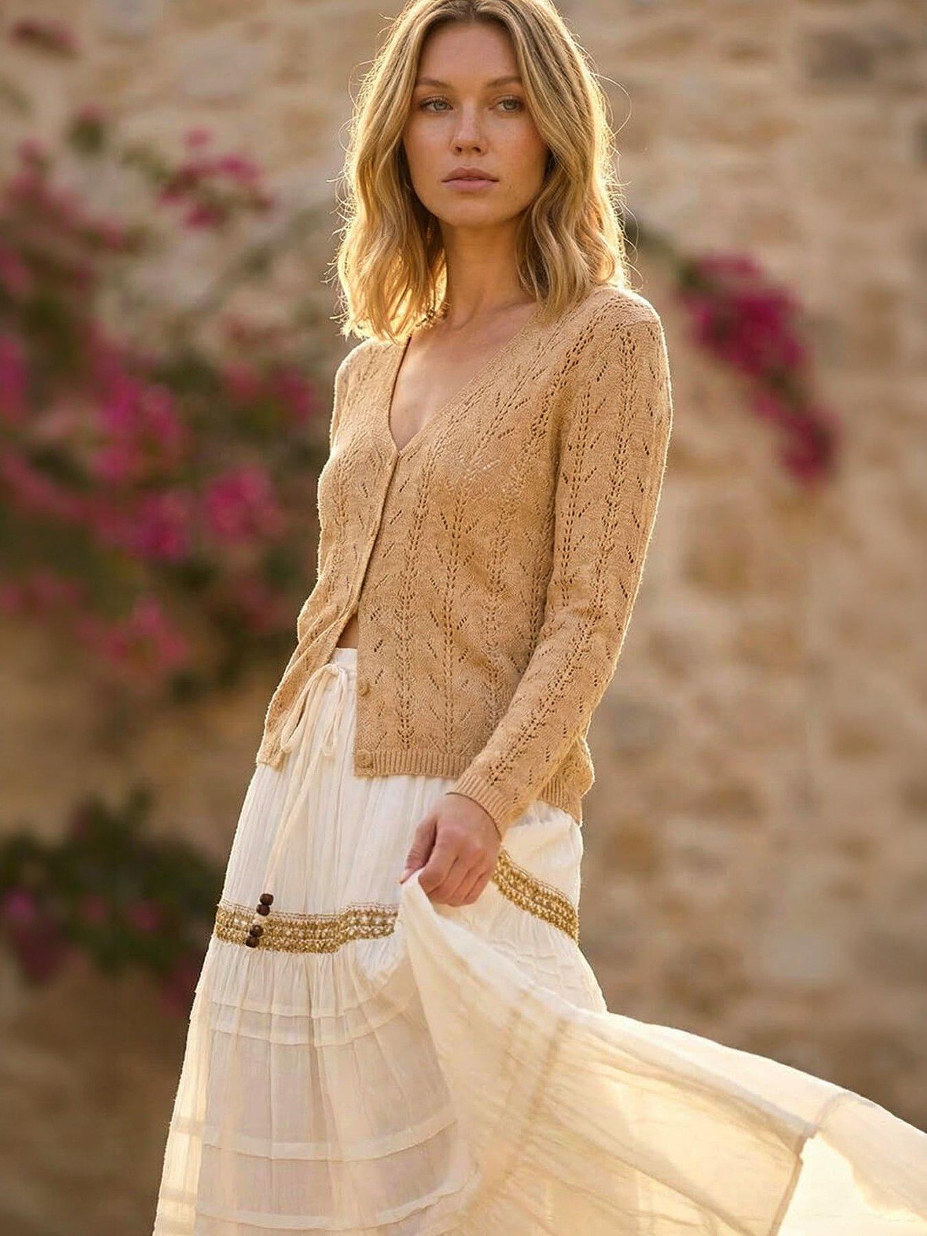 Image 1 of 4 of Roman Shimmer Button Knit Cardigan