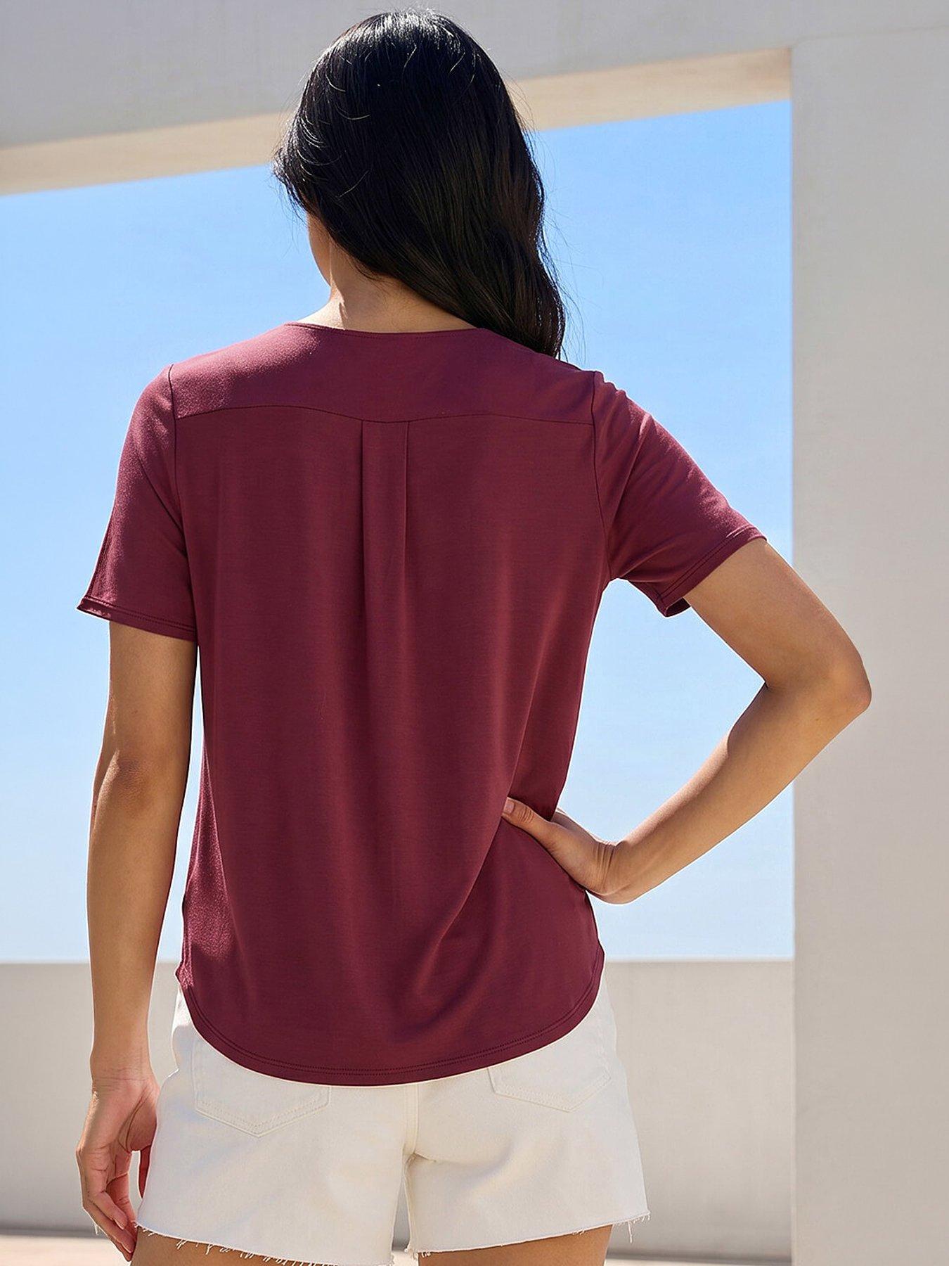 Image 3 of 4 of Roman Petite V-neck Buttoned Blouse