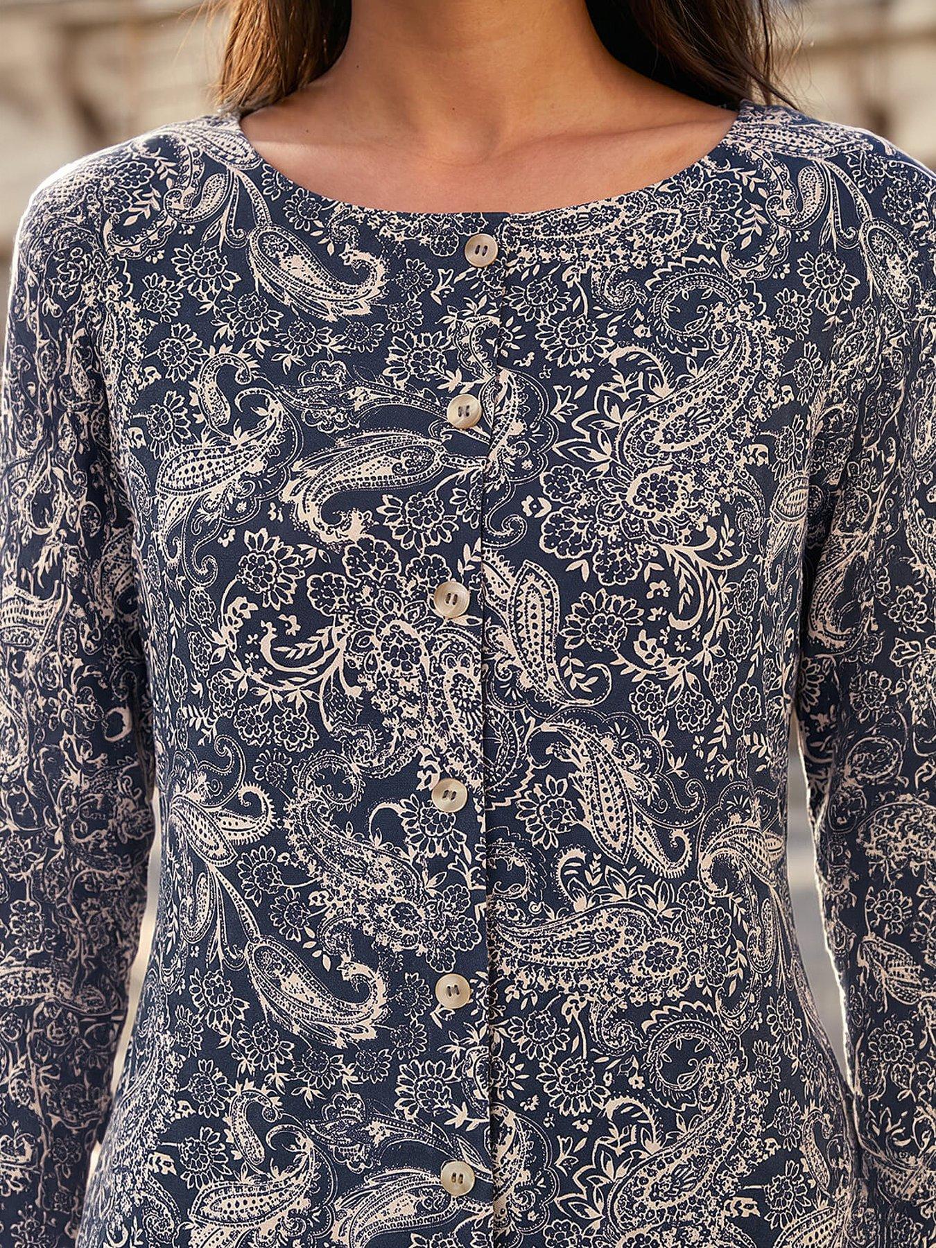 Image 2 of 4 of Roman Petite Paisley Button Down Dress
