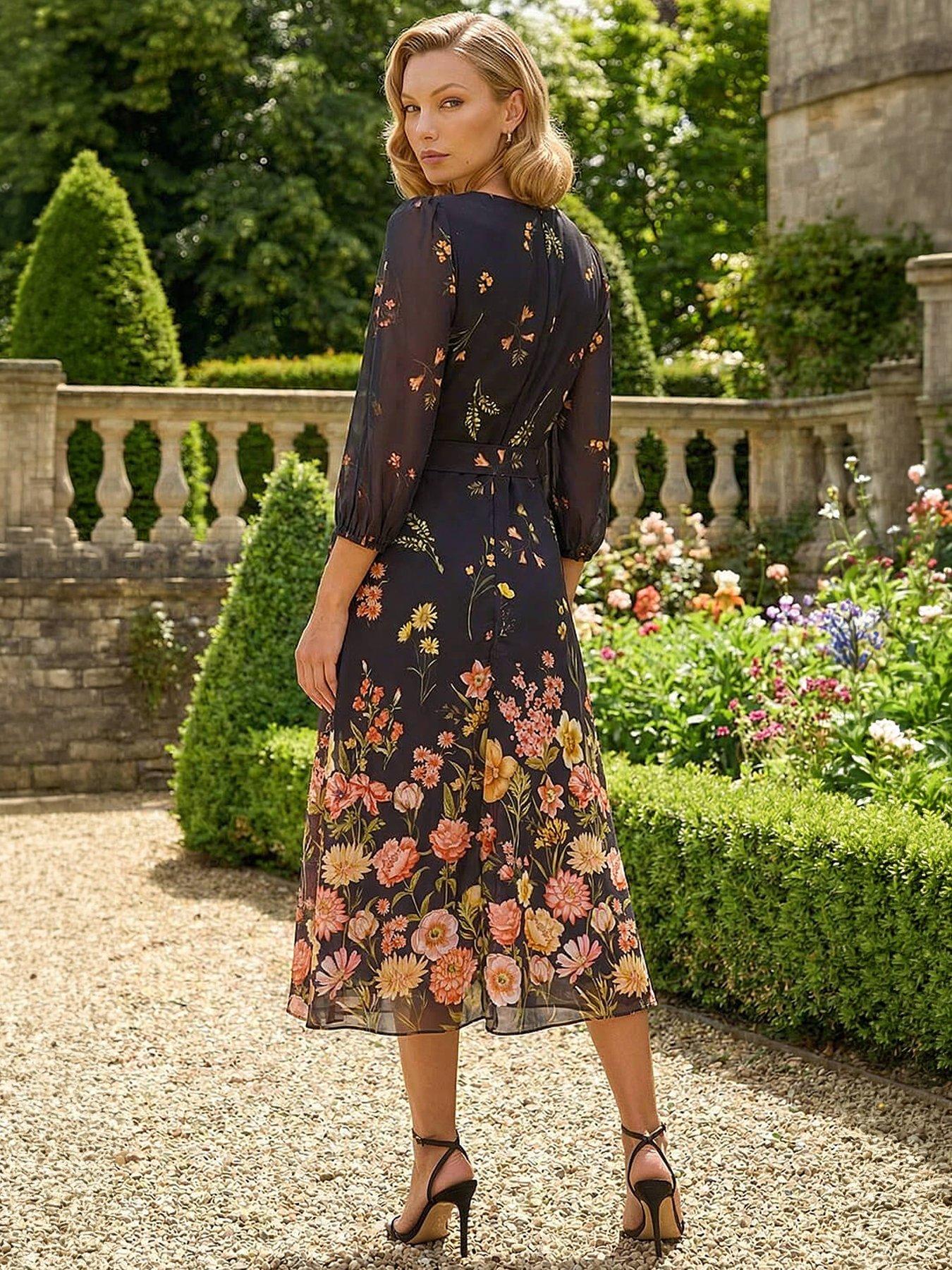 Image 3 of 4 of Roman Border Print Pleated Midi Dress