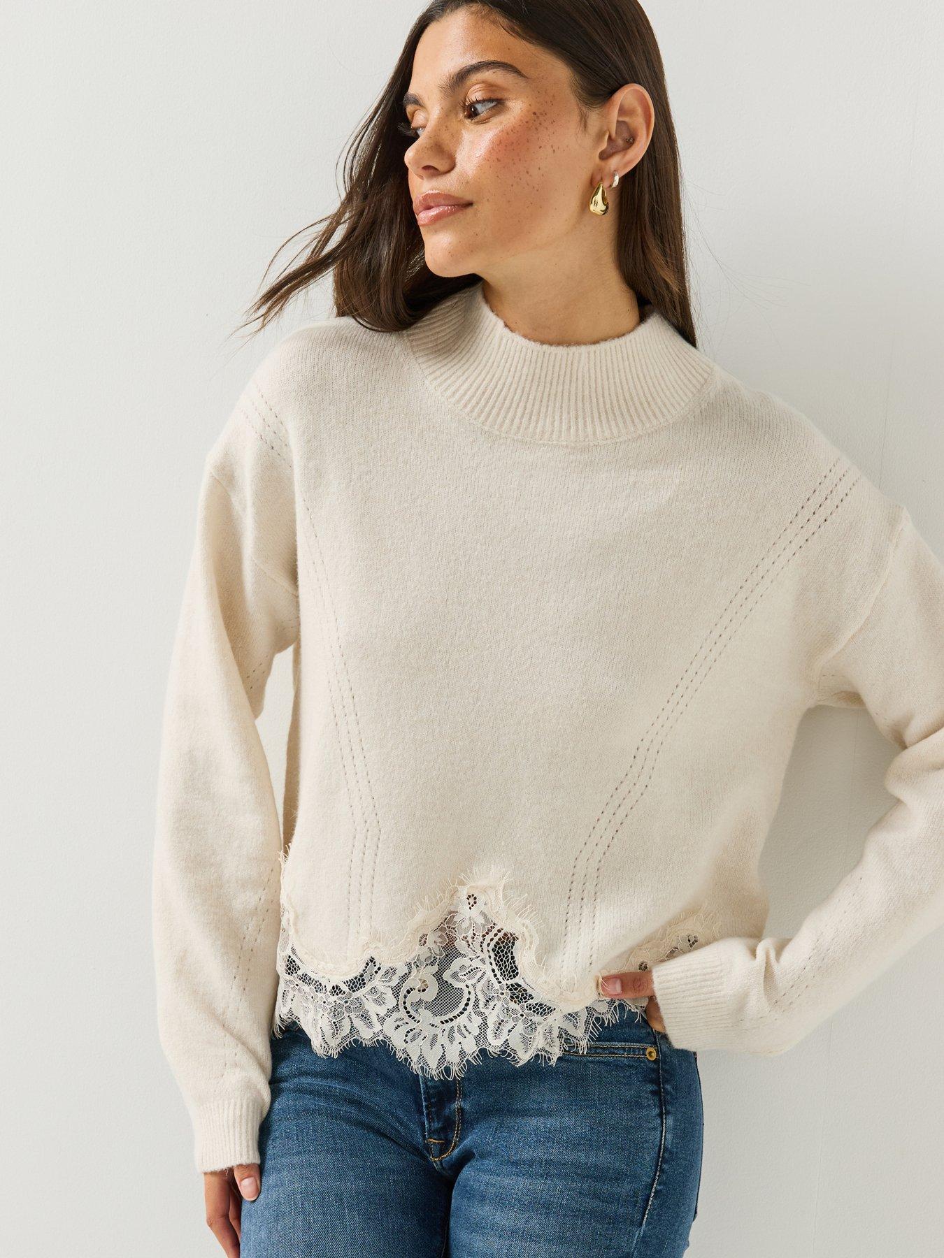 Guess Women's Beige Lace Sweater Hayden - Image 3