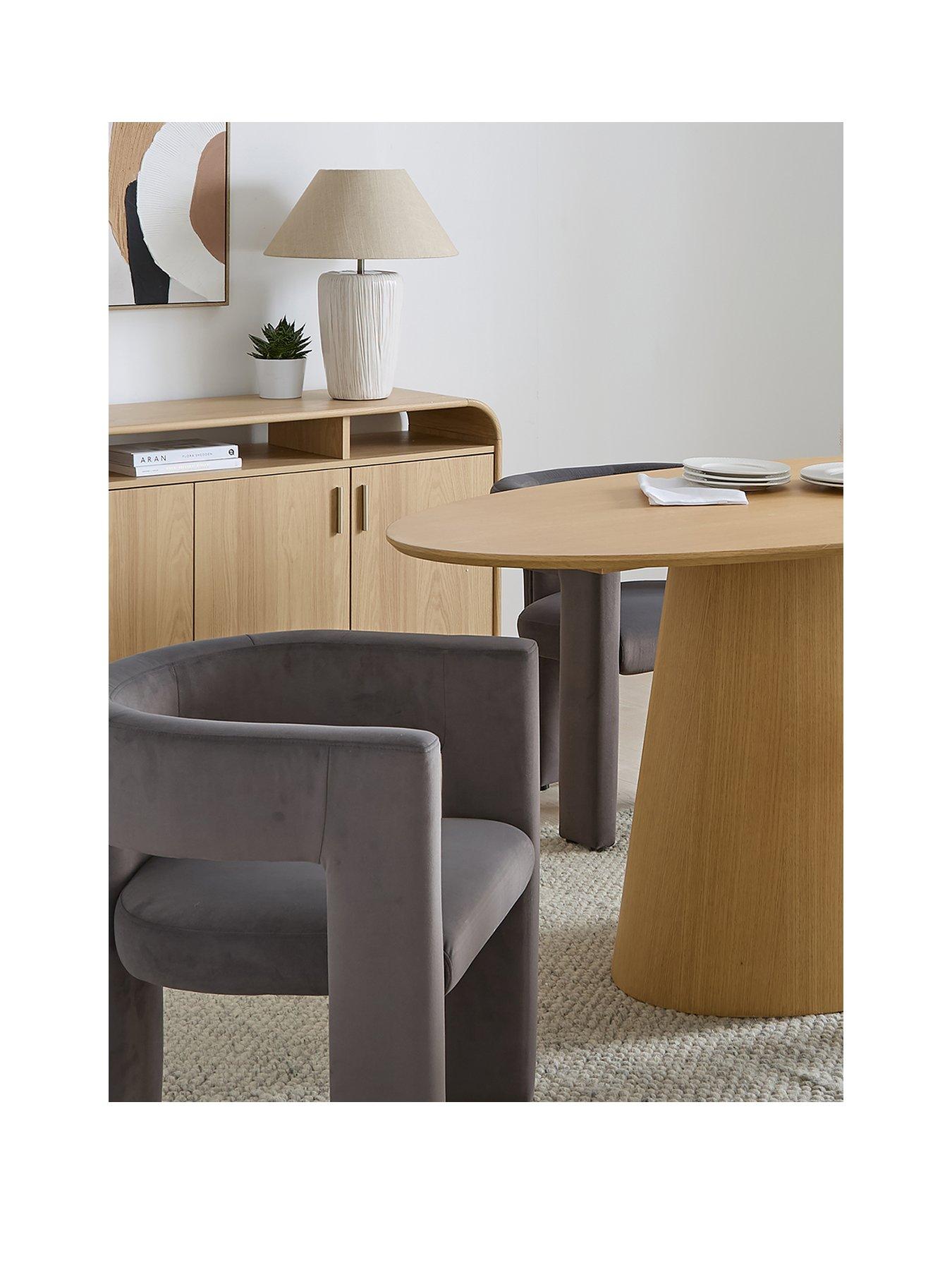 Image 2 of 7 of The Very Collection Lenny 160cm Dining Table & 4 Grey Nell Dining Chairs