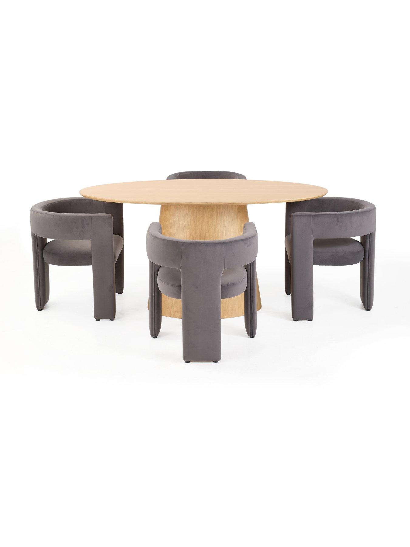 Image 3 of 7 of The Very Collection Lenny 160cm Dining Table & 4 Grey Nell Dining Chairs
