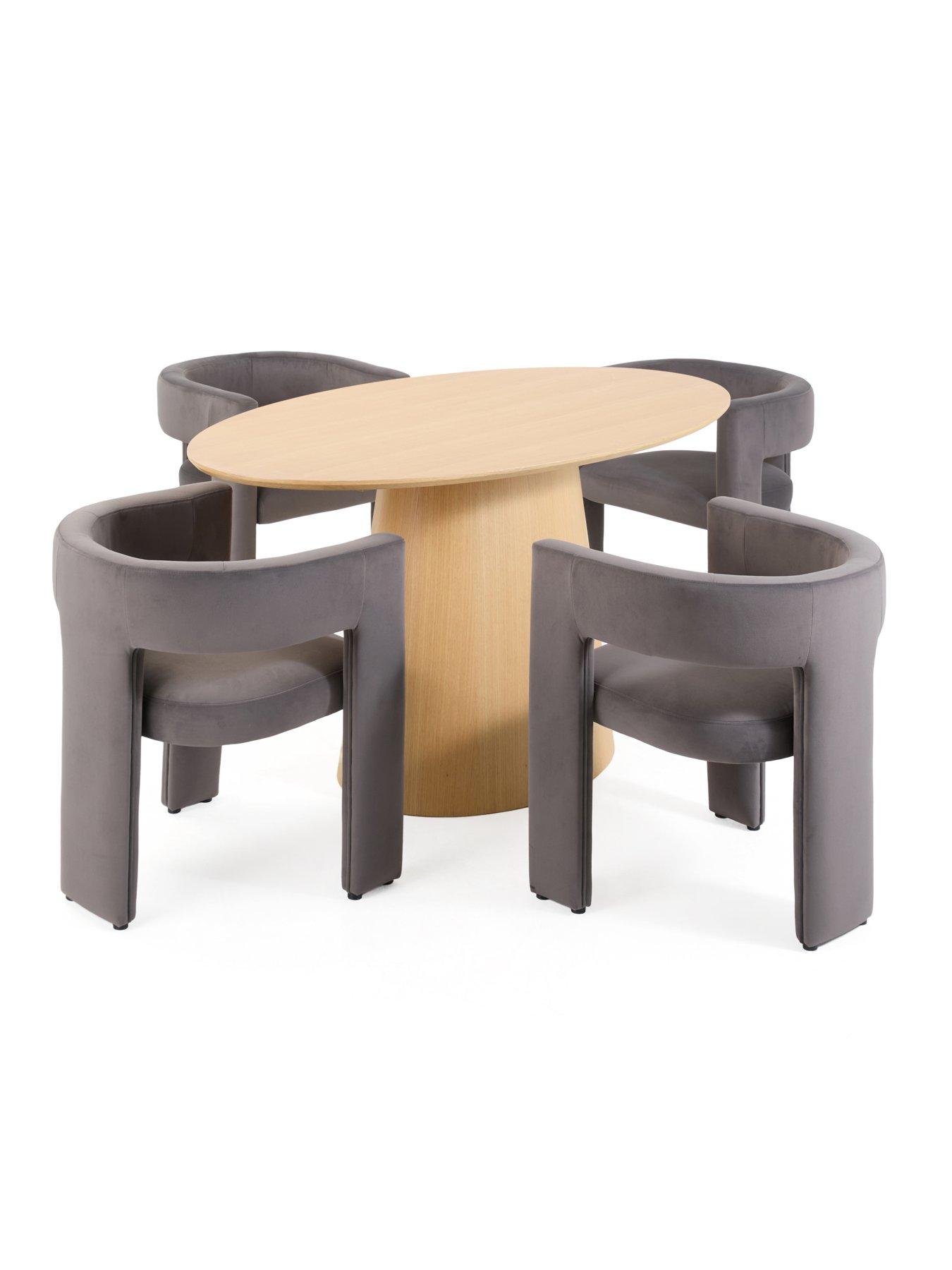 Image 4 of 7 of The Very Collection Lenny 160cm Dining Table & 4 Grey Nell Dining Chairs