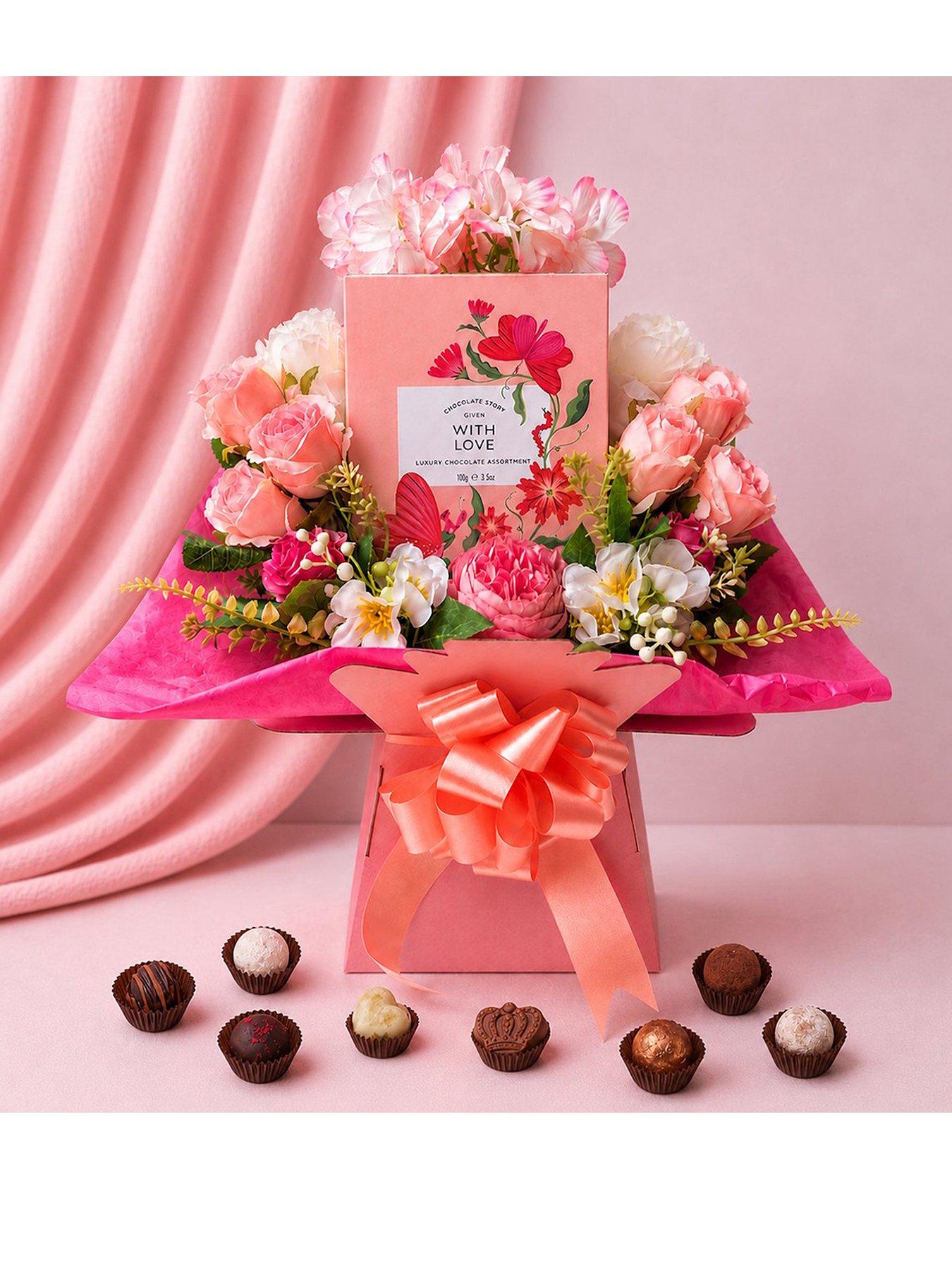 Image 1 of 4 of Funky Hampers With Love Pink Chocolate Bouquet