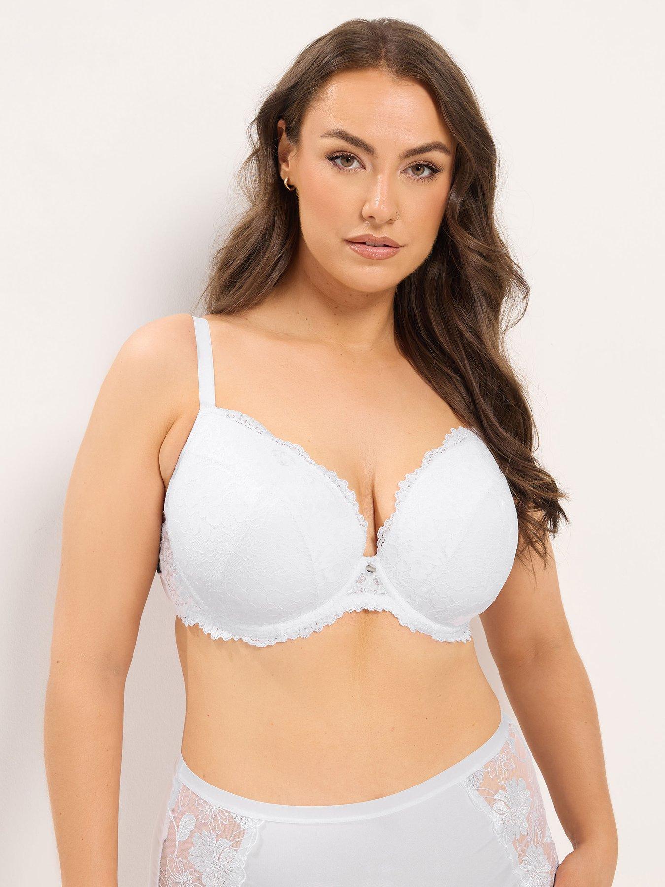 Yours Curve Lace Underwire Push Up Bra - White