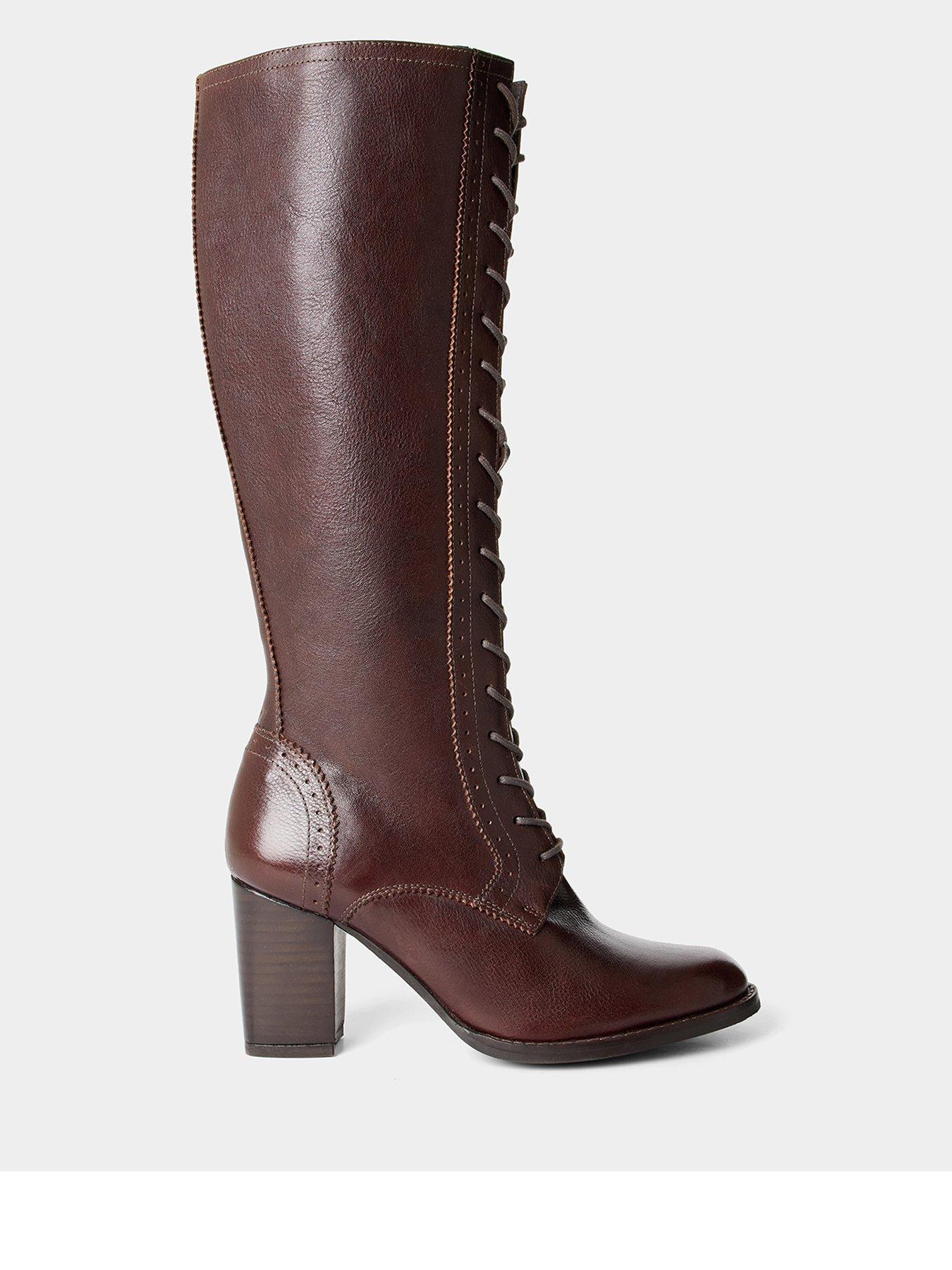 Joe Browns Stand Back Tall Leather Lace Up Knee High Boots