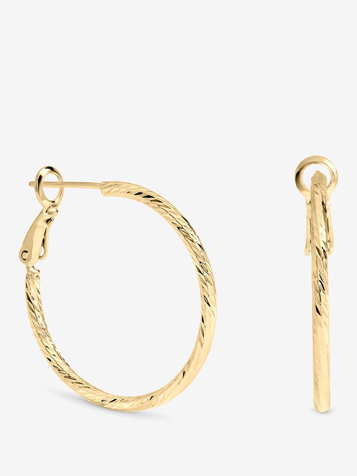 Inicio Gold Diamond Cut Hoops