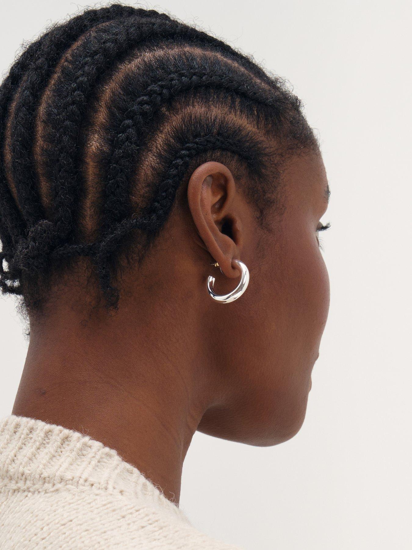 Image 3 of 4 of Inicio Inicio Silver Chubby Small Hoop Earrings