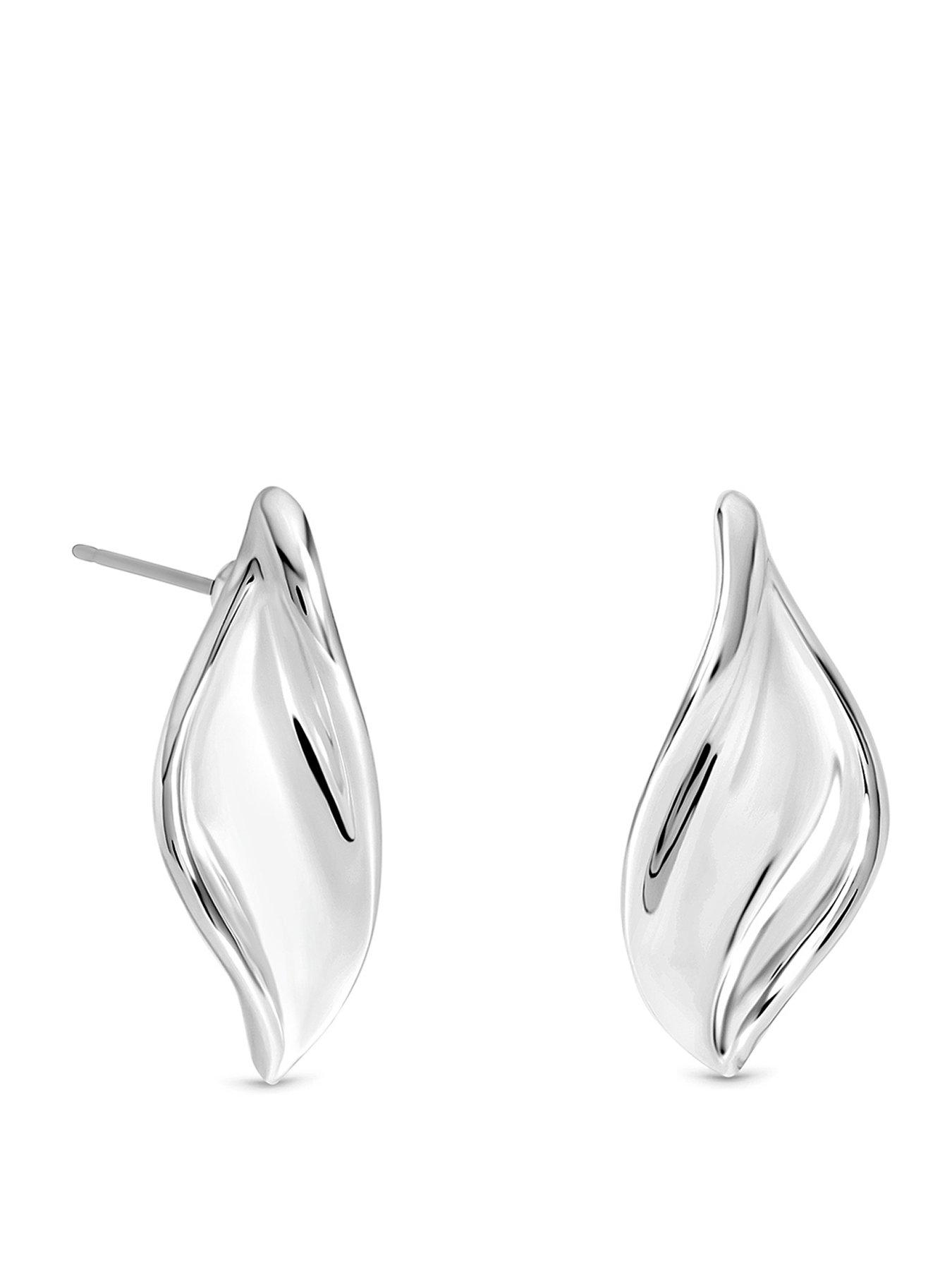 Image 1 of 3 of Inicio Silver Statement Sculpted Earrings