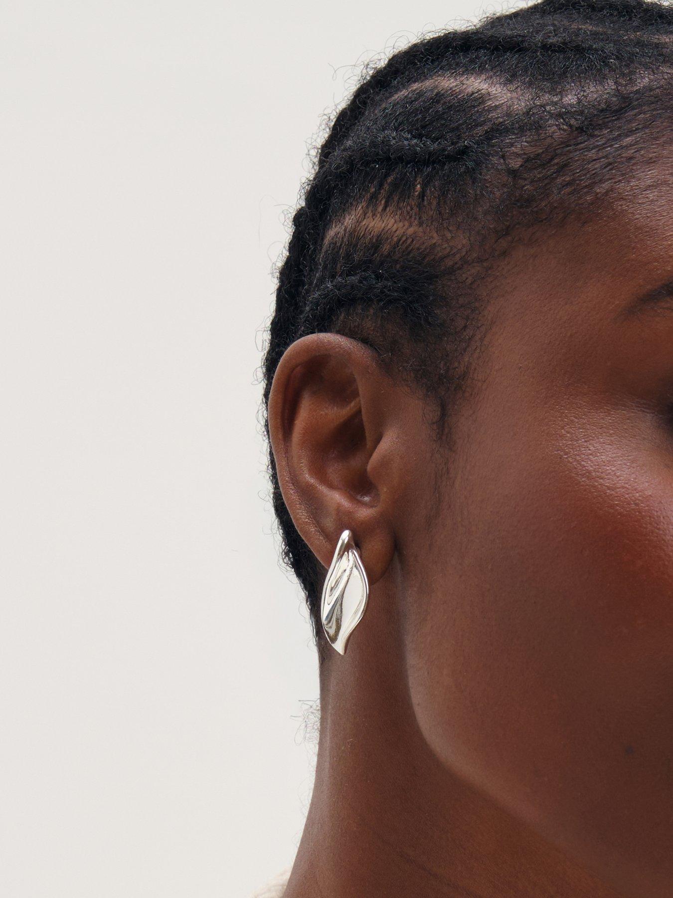 Image 2 of 3 of Inicio Silver Statement Sculpted Earrings