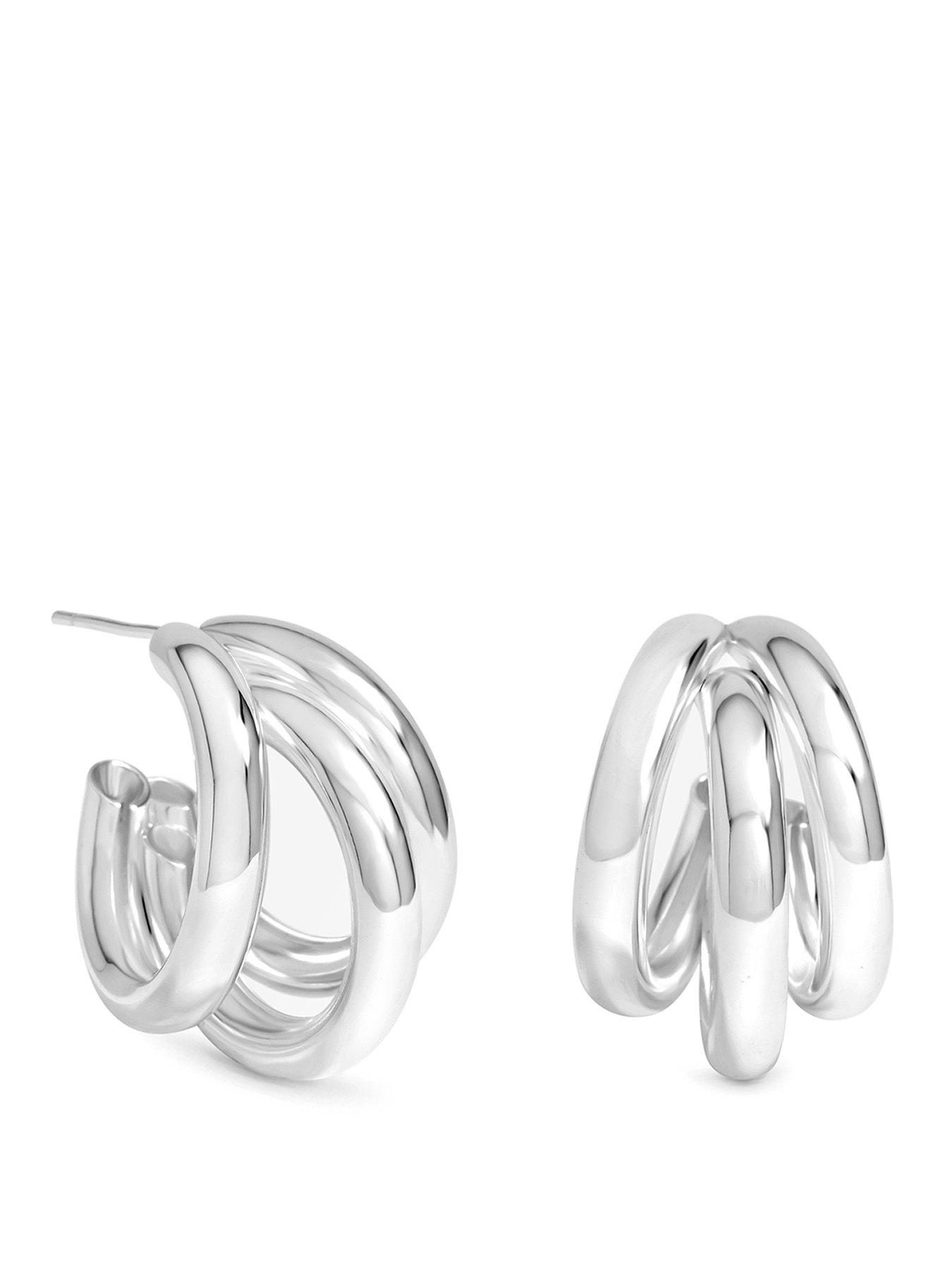 Inicio Silver Fluid Triple Row Hoops