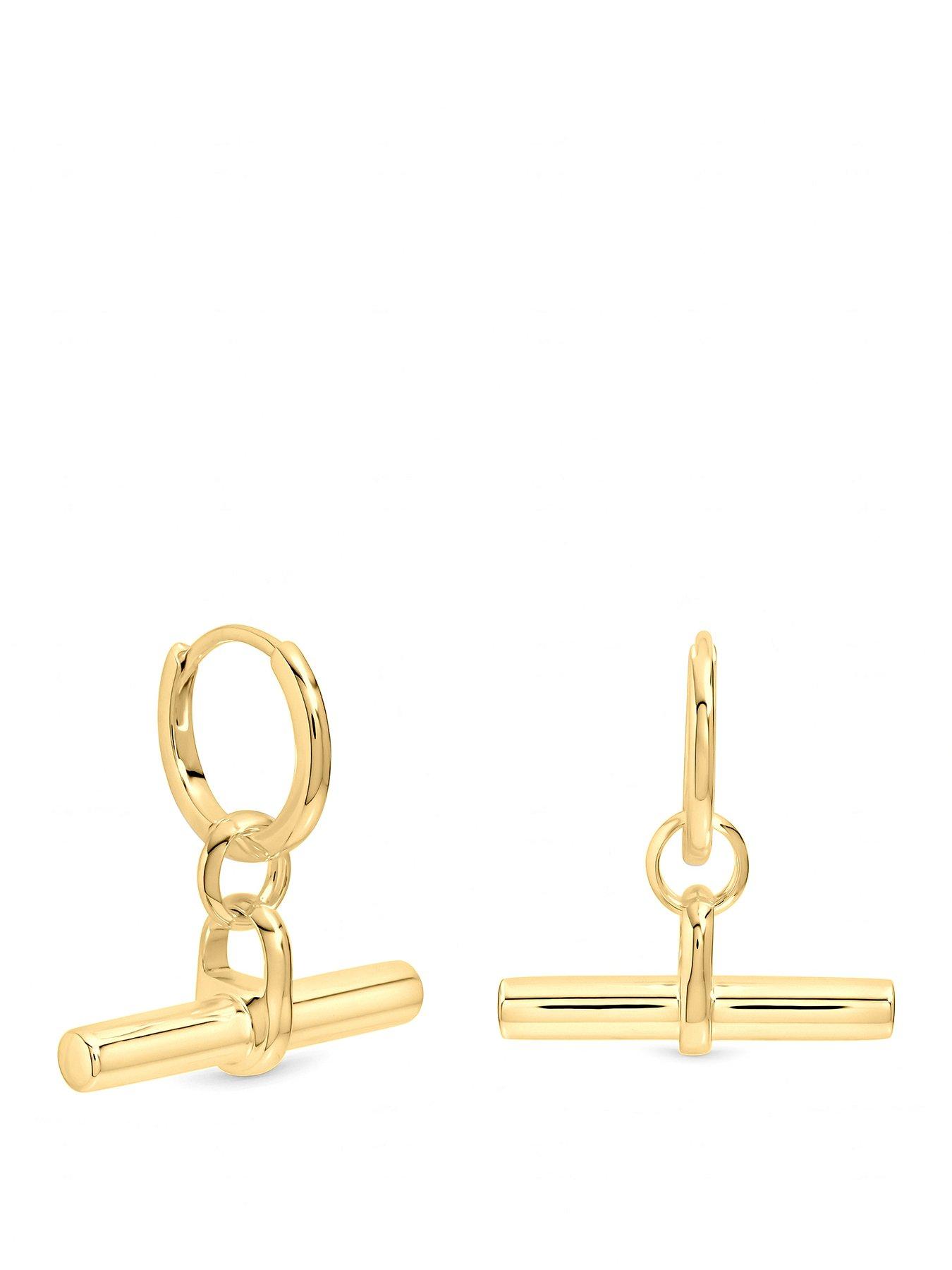 Inicio Gold T-Bar Earrings - Gift Pouch