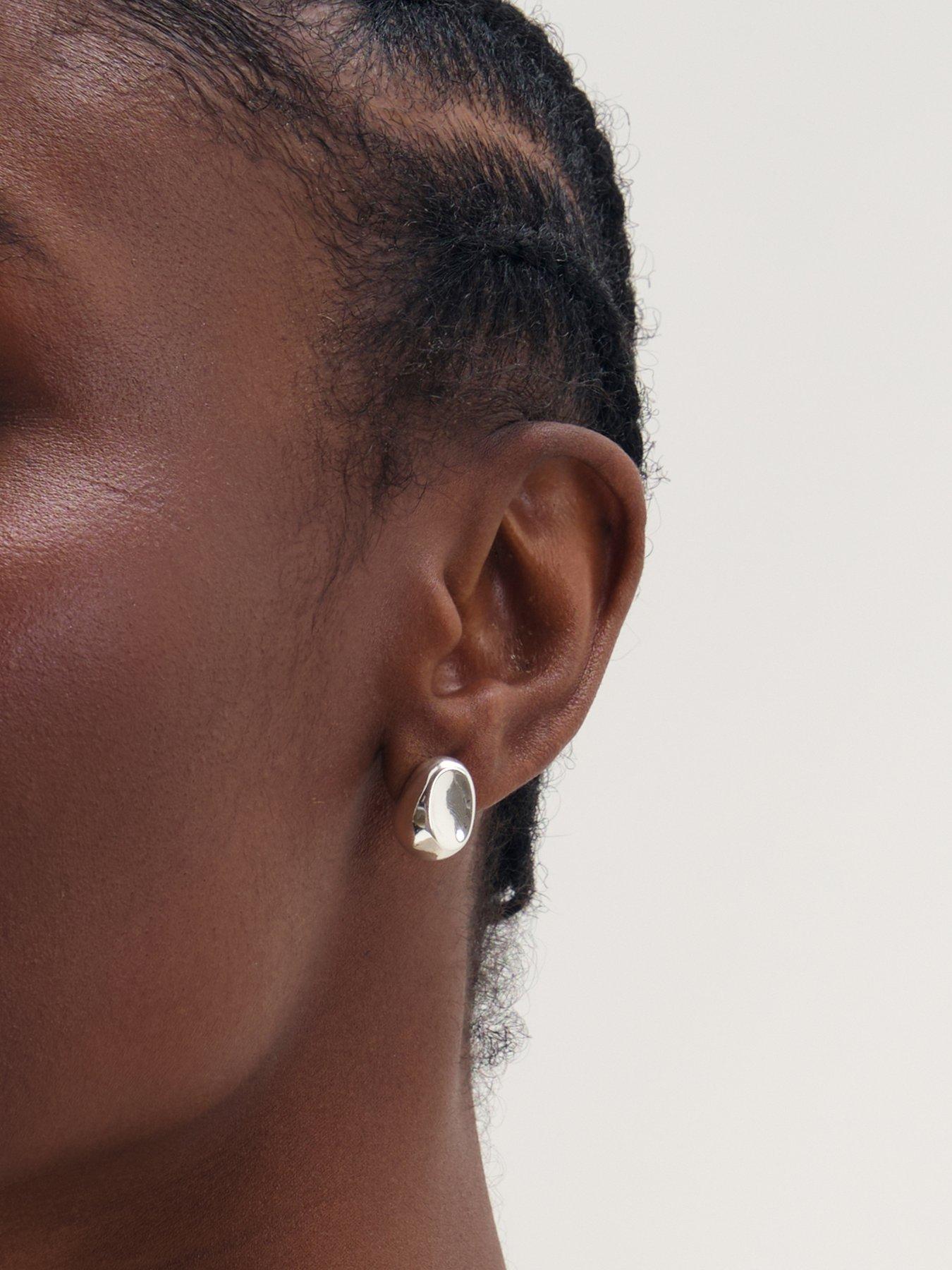 Image 2 of 3 of Inicio Silver Small Thumbprint Earrings