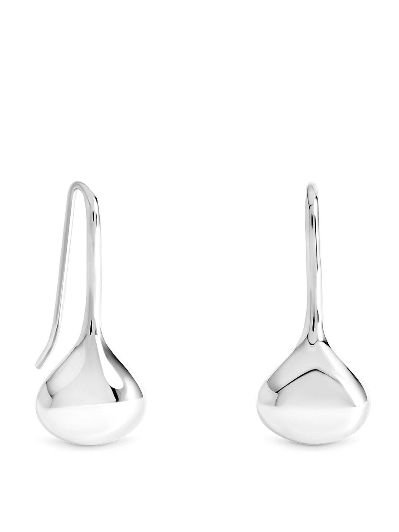 Inicio Silver Fluid Teardrop Earrings