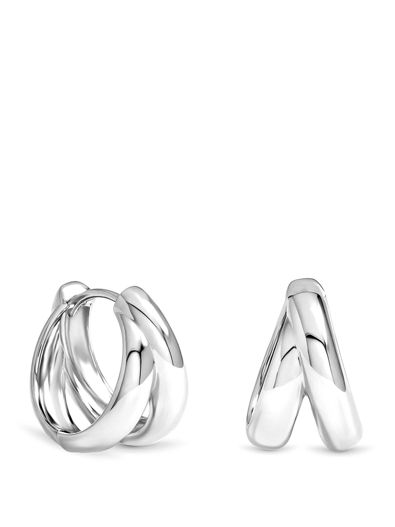 Inicio Silver Double Row Hoops