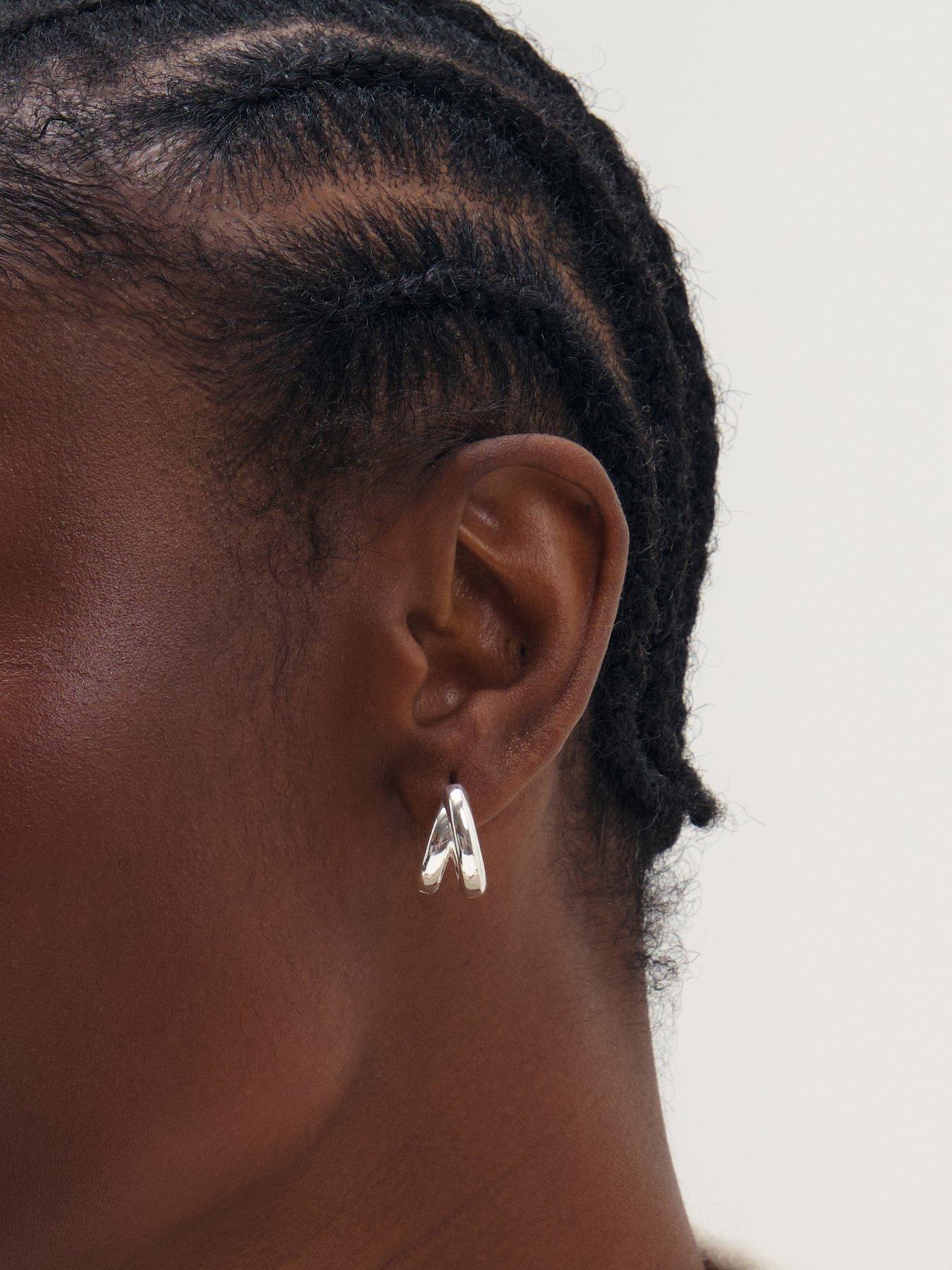 Image 2 of 3 of Inicio Silver Double Row Hoops