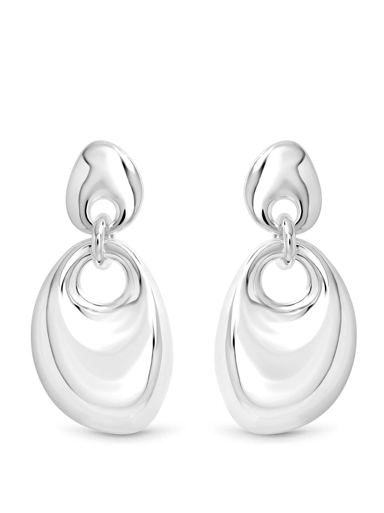 Image 1 of 3 of Inicio Silver Statement Pebble Drop Earrings