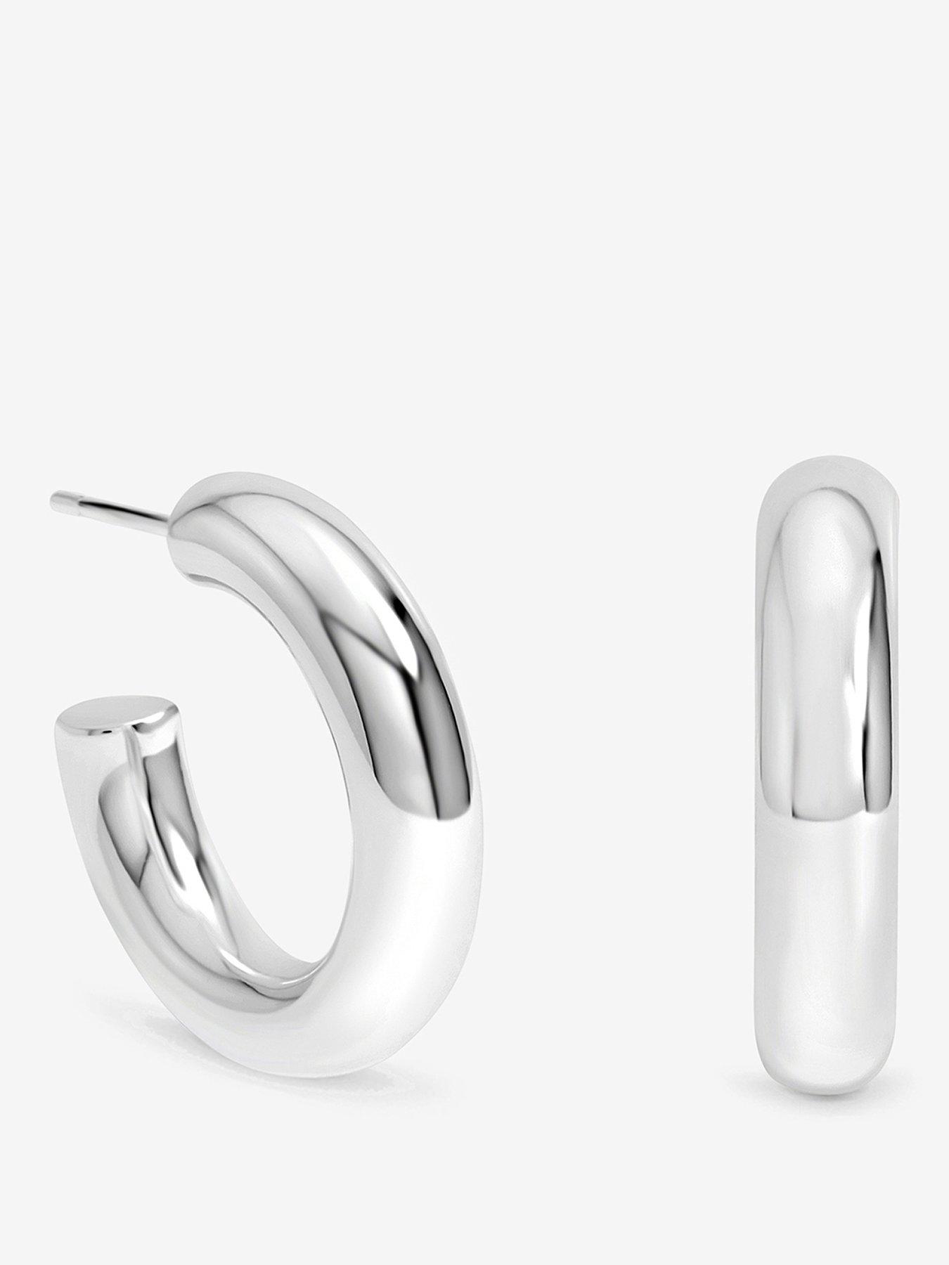 Jon Richard Inicio Silver Chubby Medium Hoop Earrings