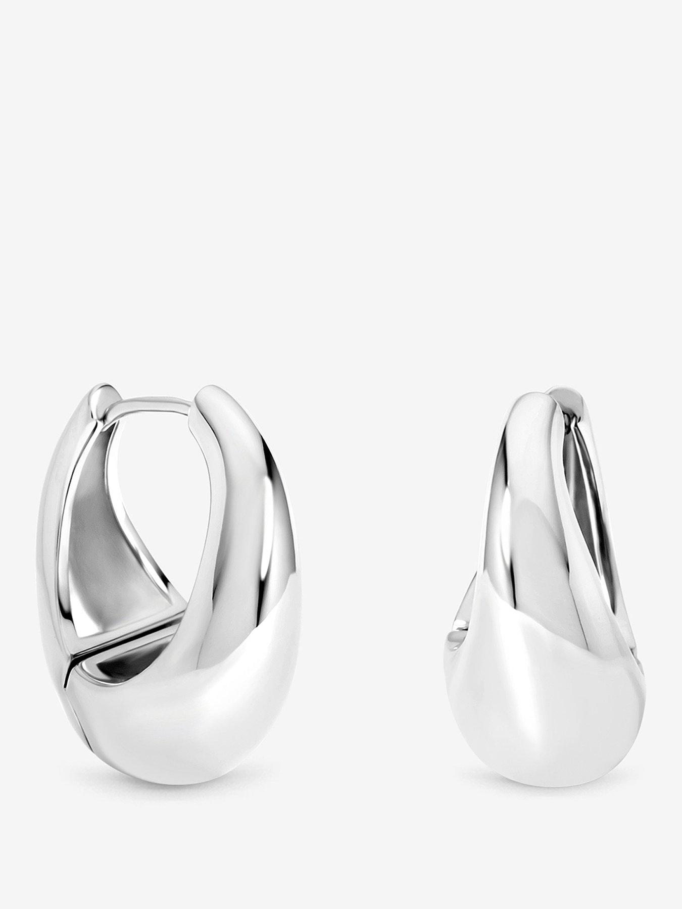 Inicio Silver Sculpted Chubby Hoops