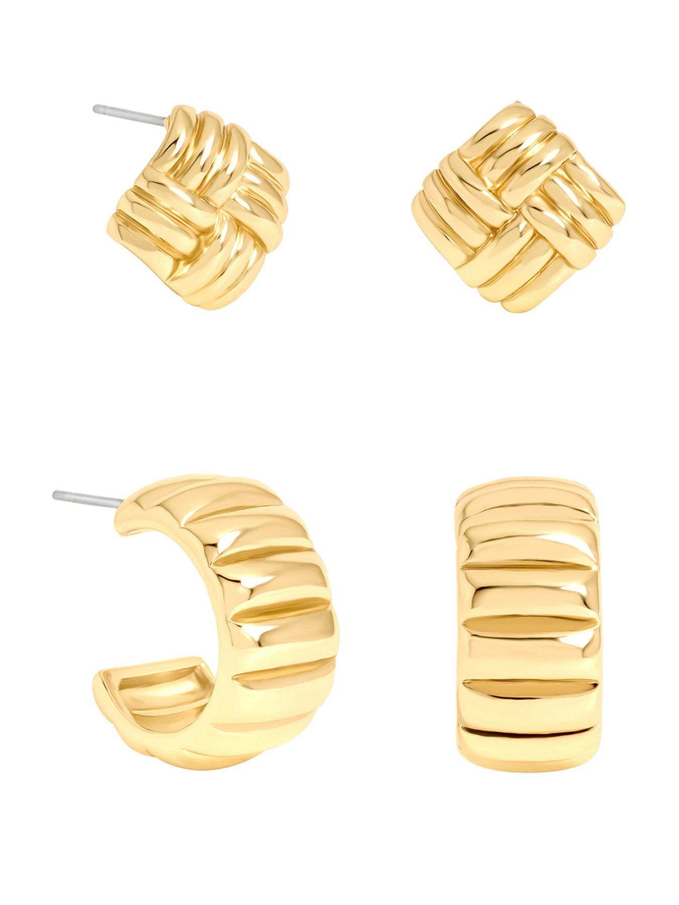 Mood Mood Gold Plated Ridge Multipack Earrings
